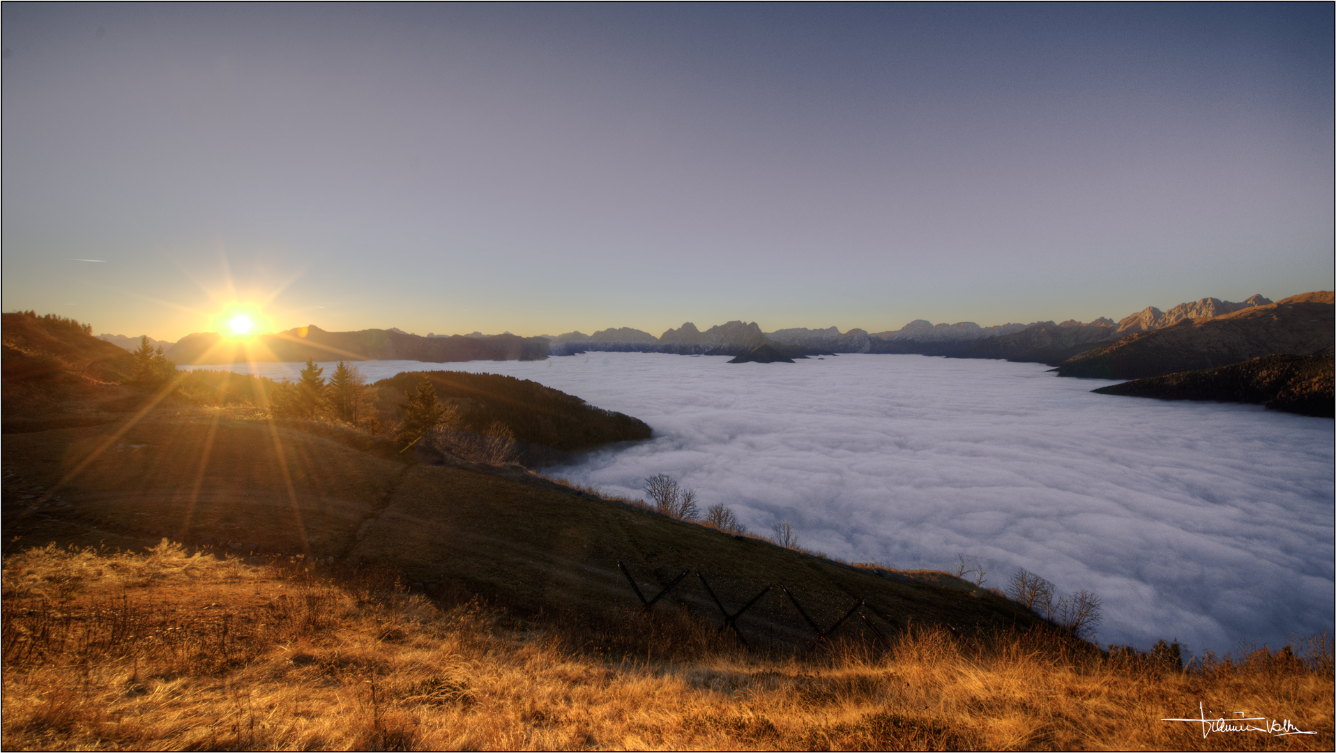 Sunset on sea (of clouds).