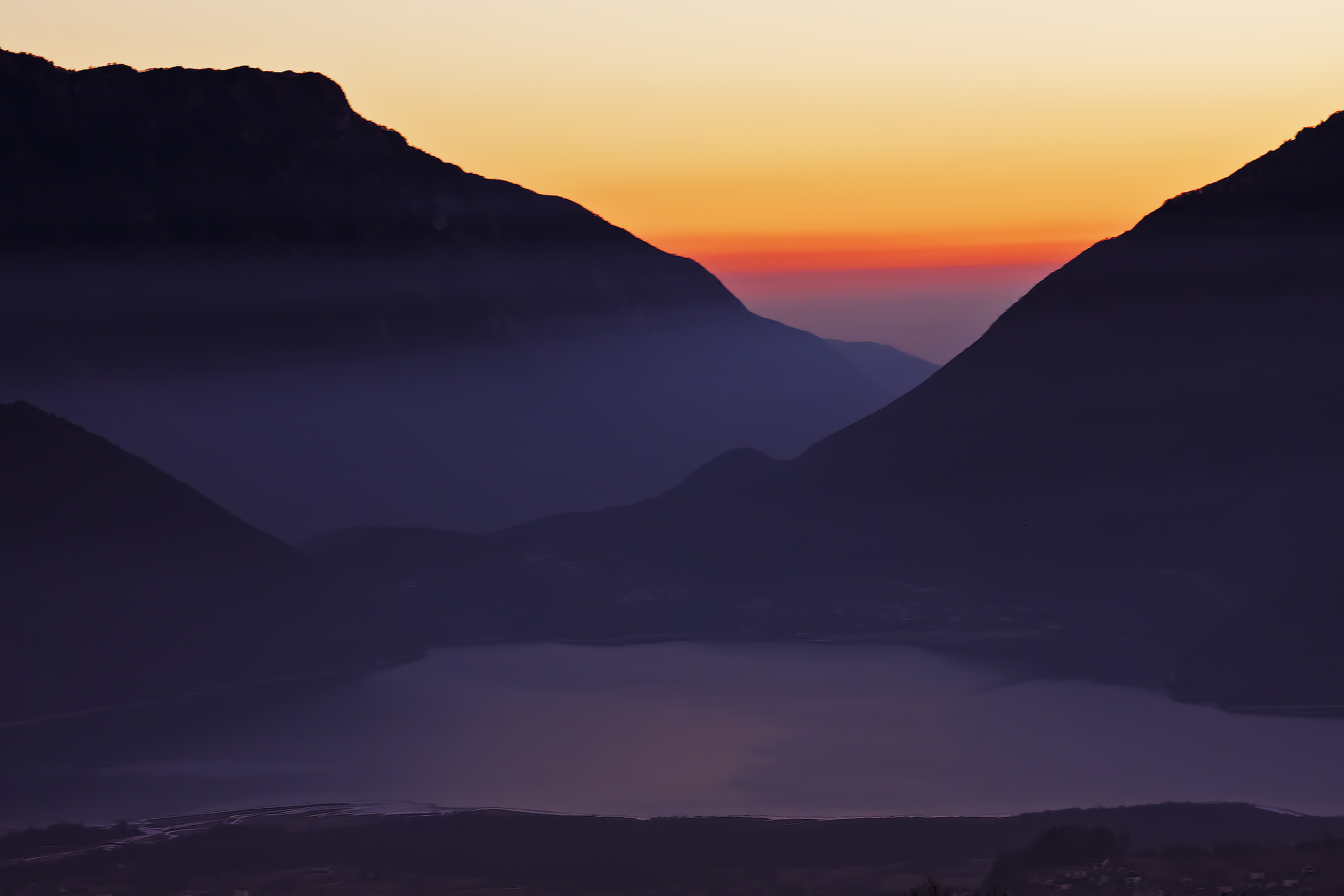 sunset over the lake