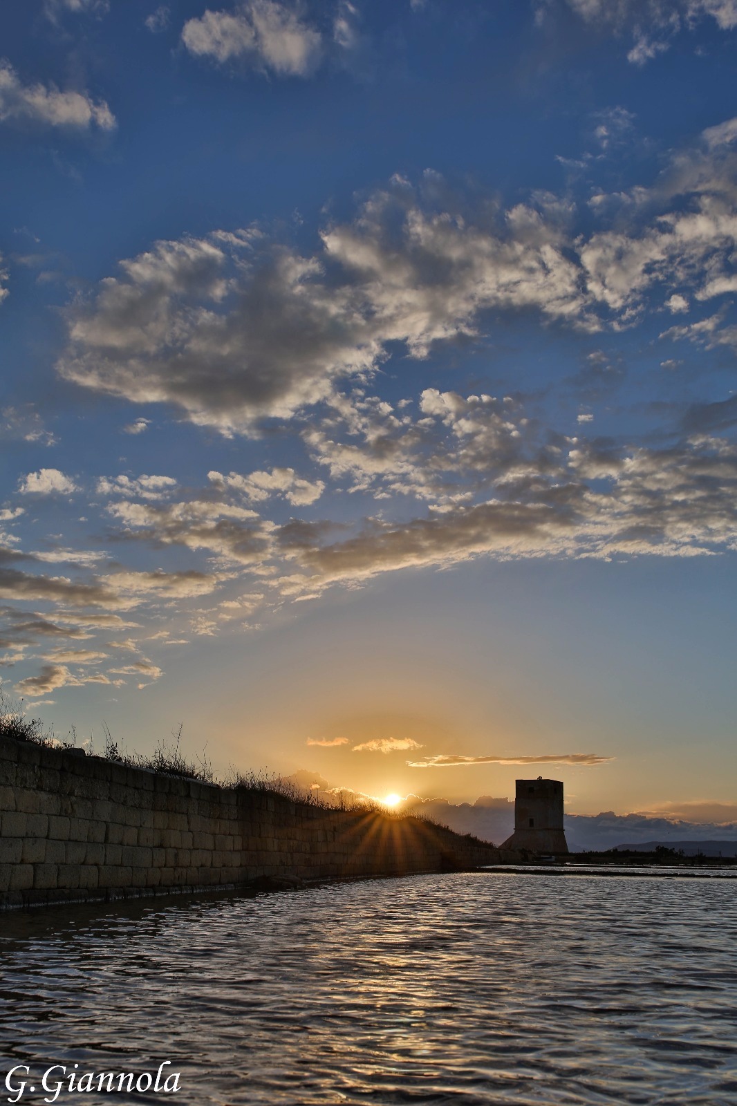 Sunset on the salt pans of Trapani