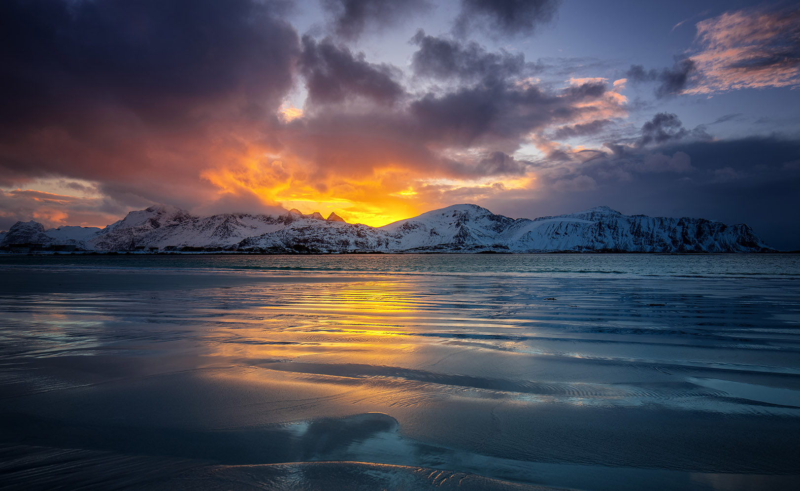 Sunset at Ramberg beach