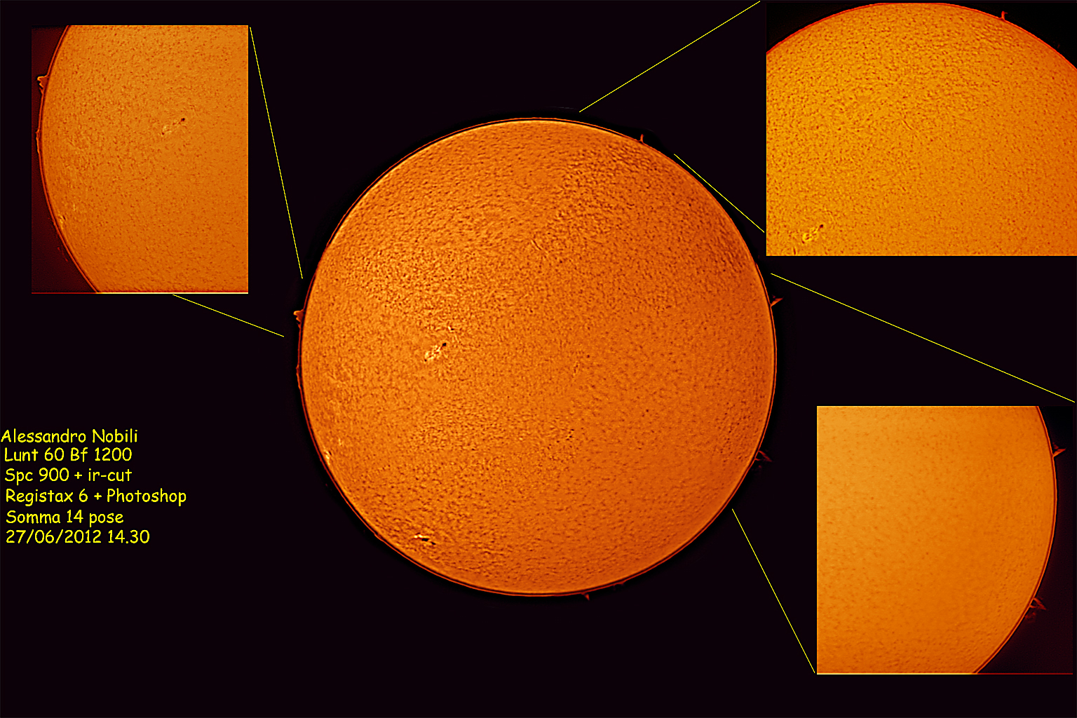 Sun in H-alpha solar telescope lunt