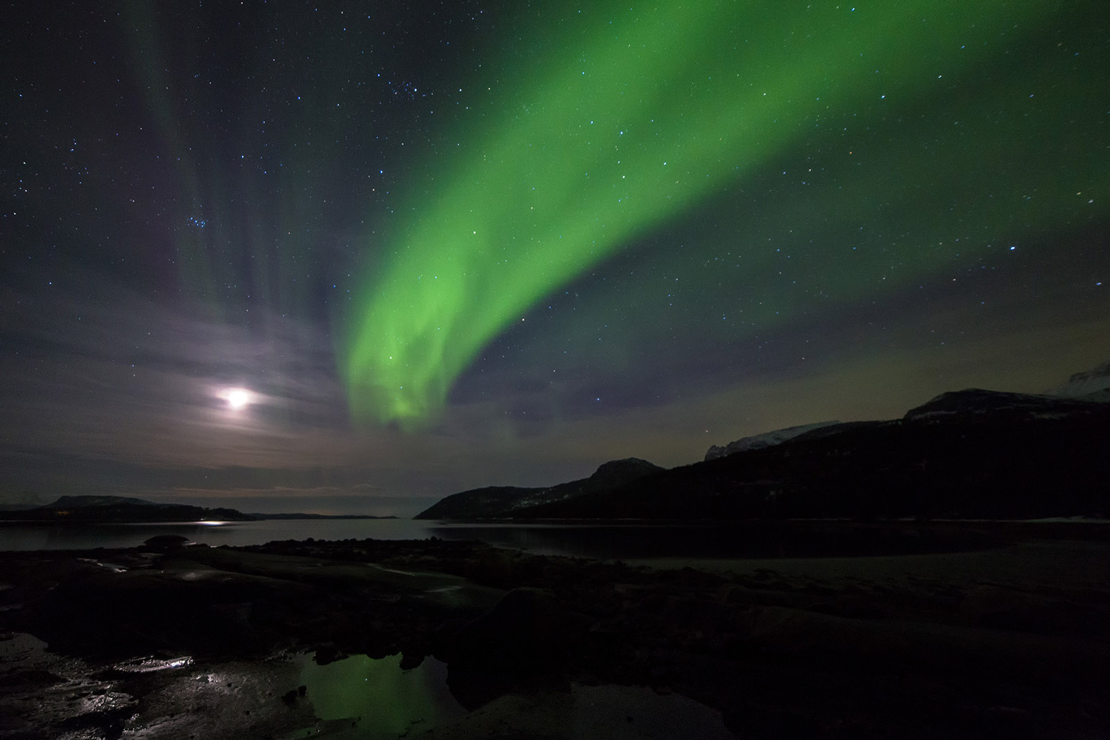 Aurora with Moon near Tsyfjord
