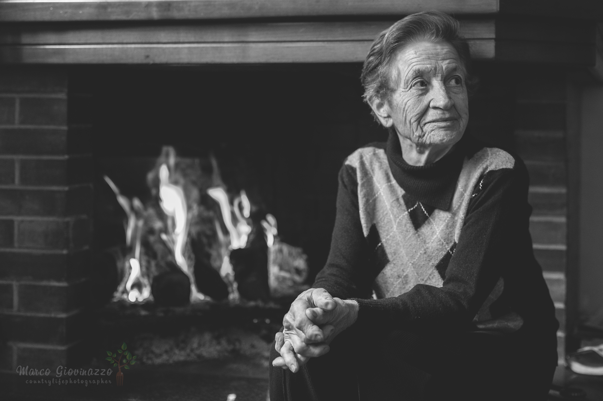 Grandma Catuzza the fireplace