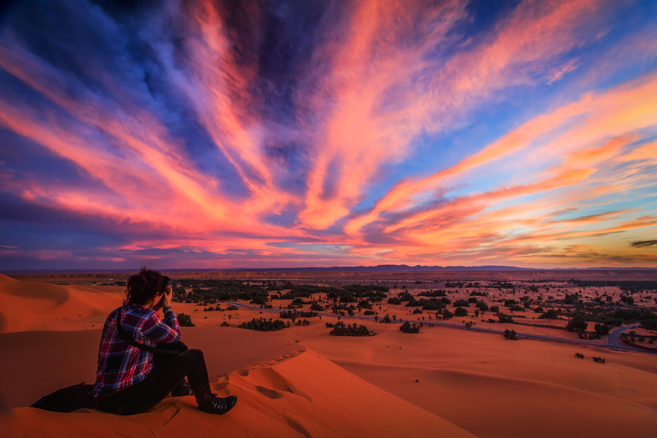 Sunset in Desert of Algeria