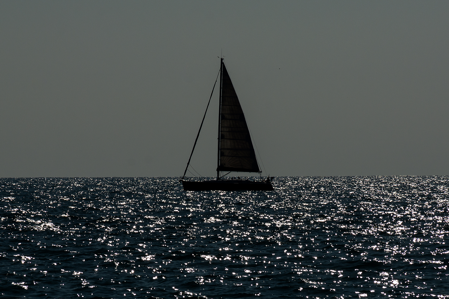 La vela in mezzo al luccichio del mare