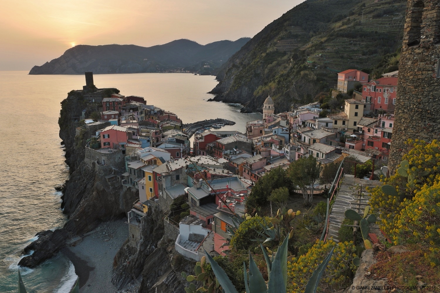 spring sunset on Vernazza