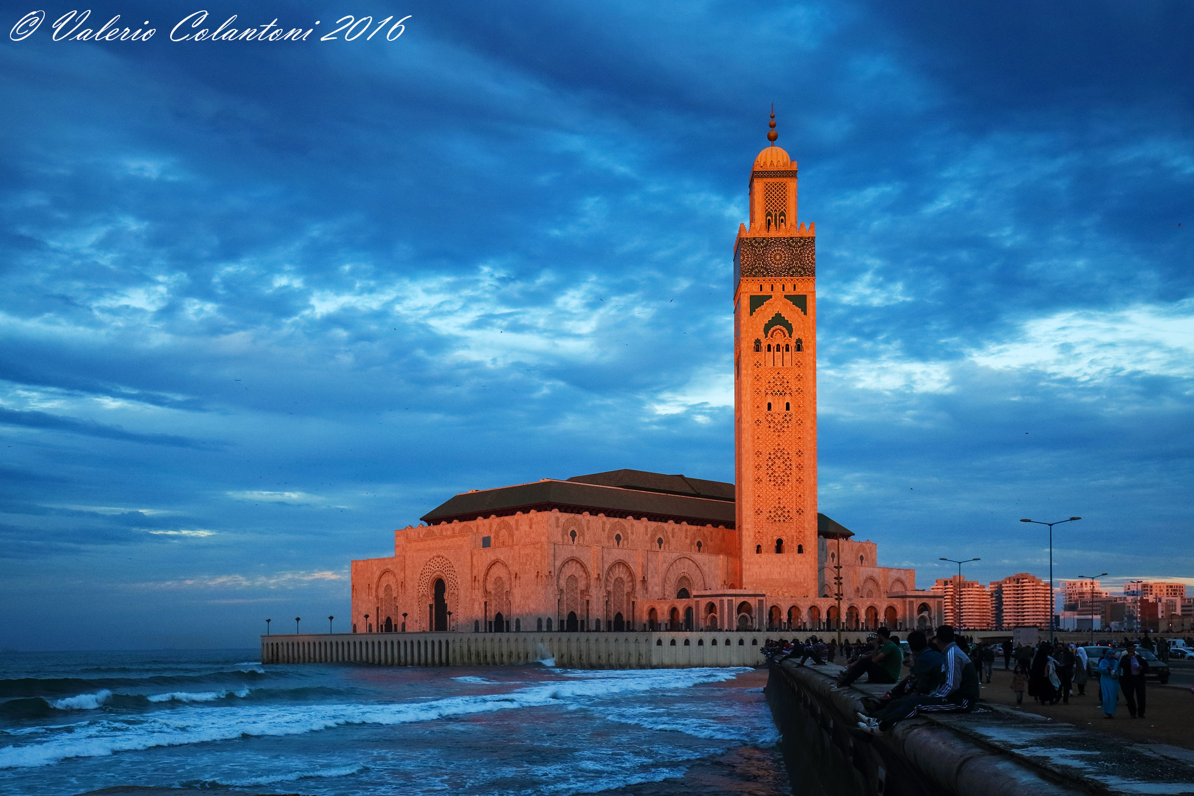 Hassan II Mosque at sunset ...