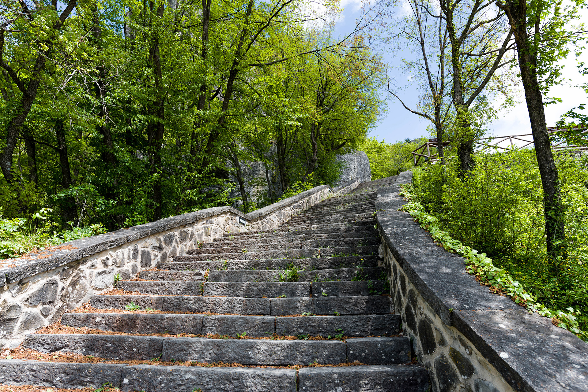 La scalinata che porta al santuario