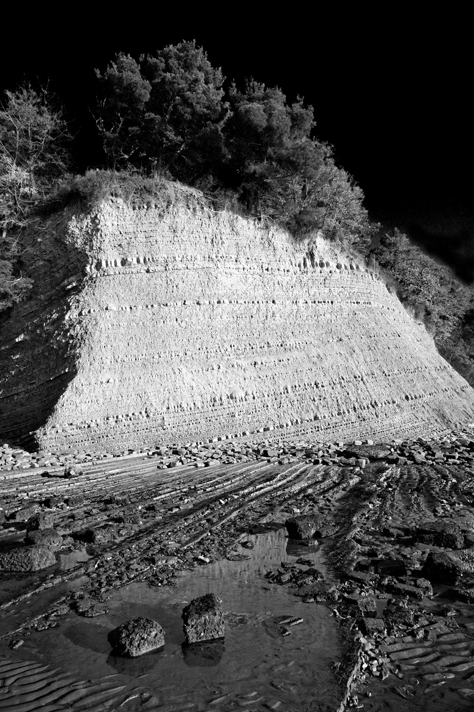 The cliff on the beach