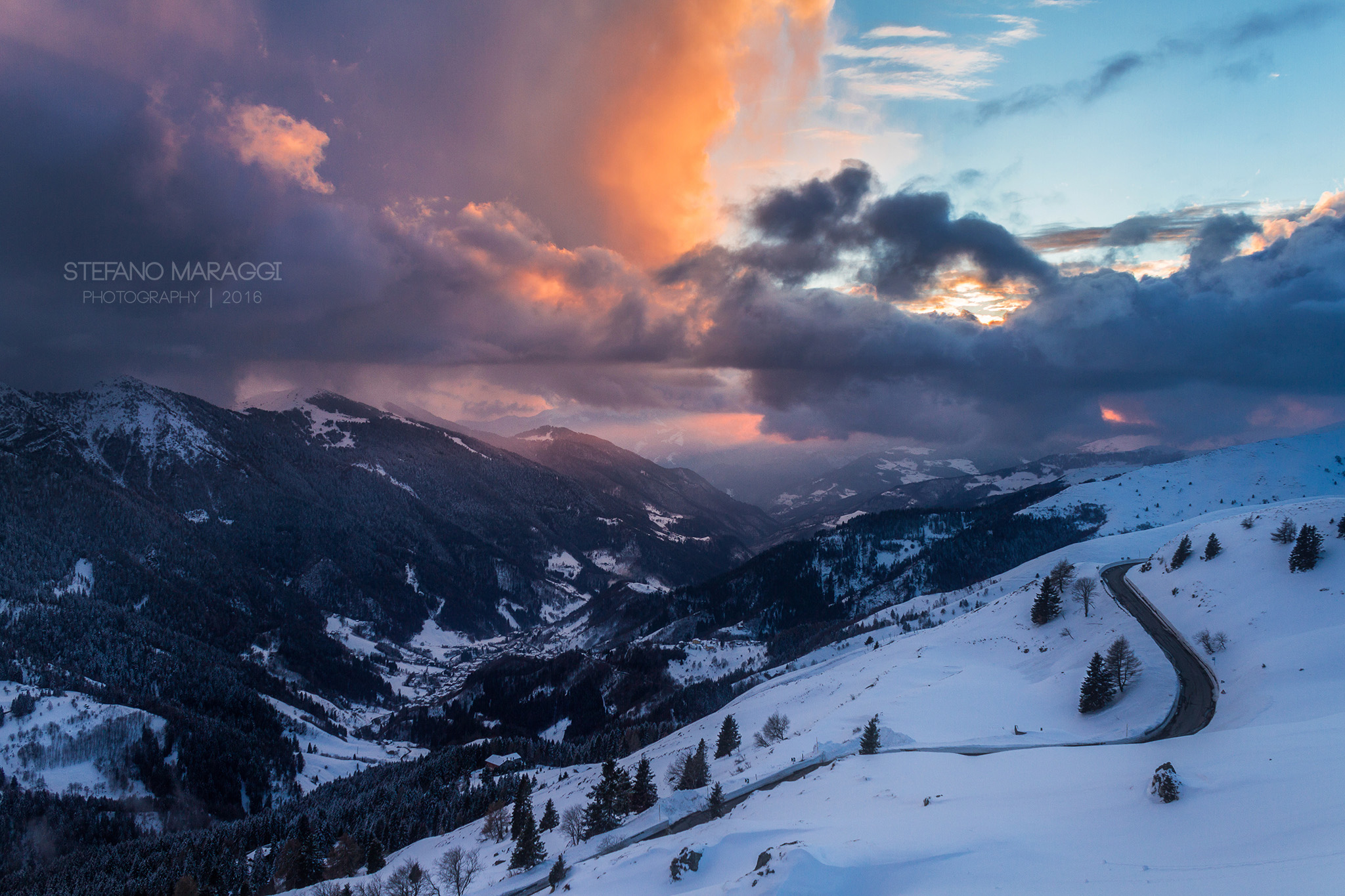 Sunset at high altitude