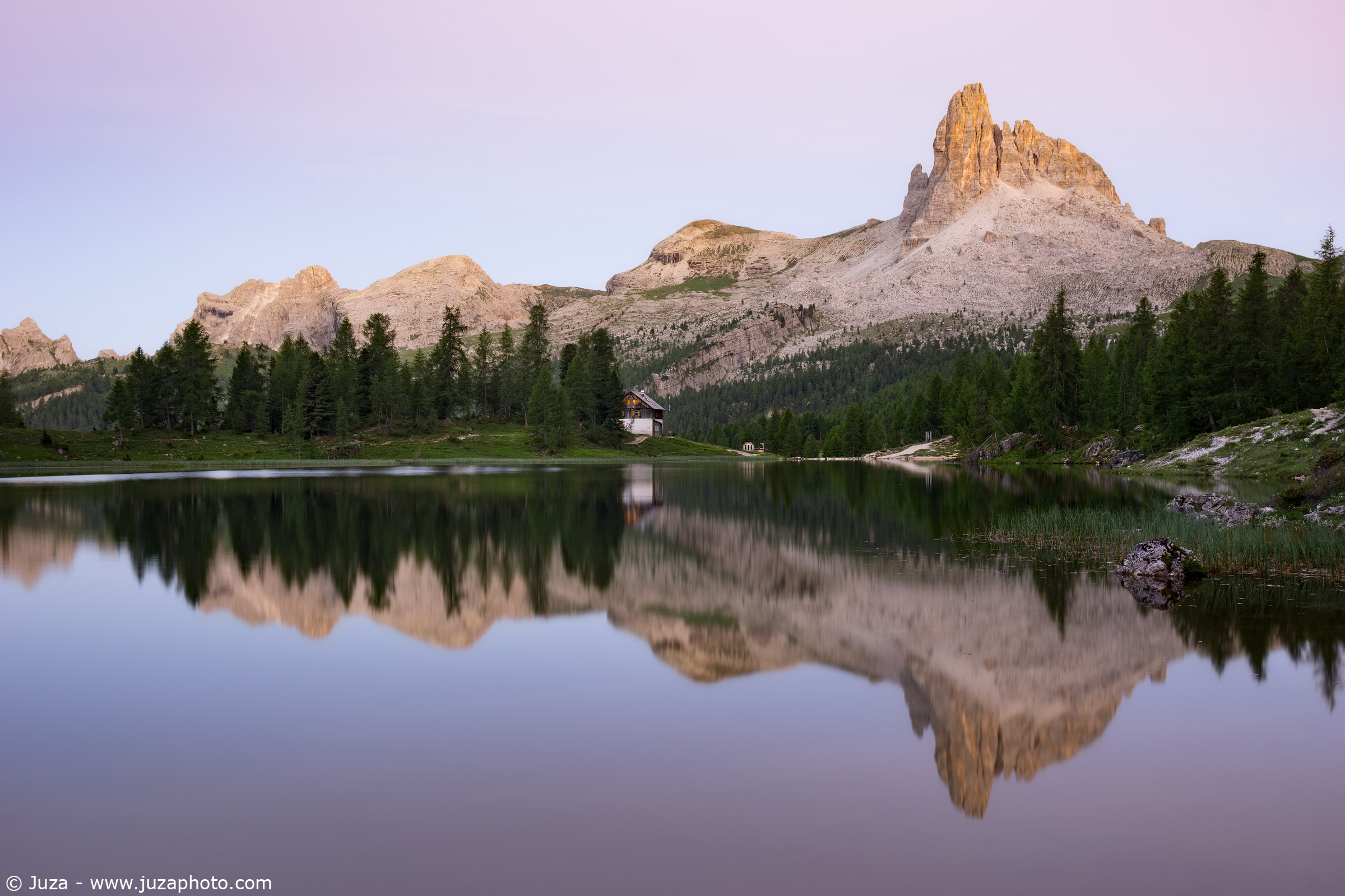 Federa lake after sunset
