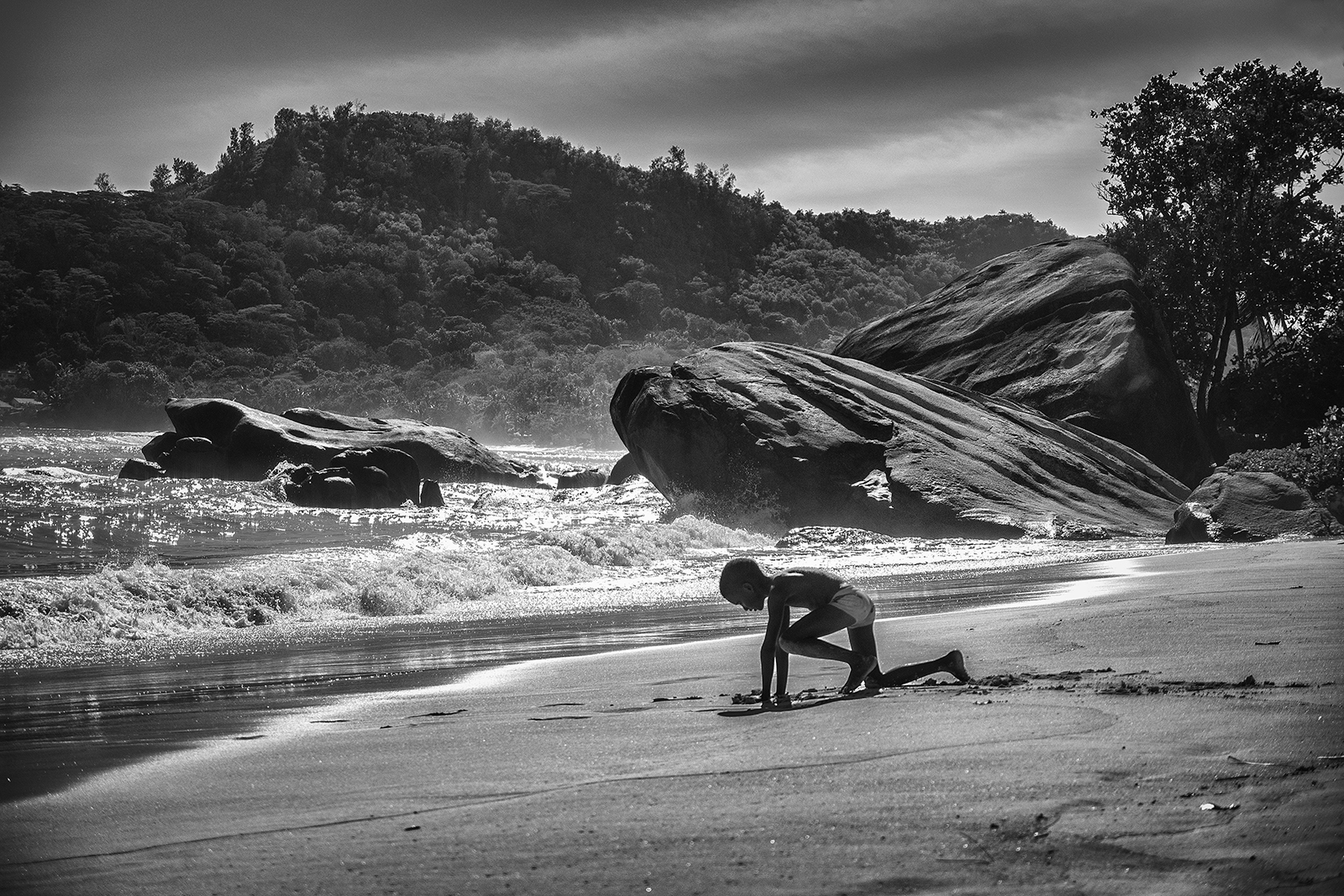 boy on the beach, Seychelles