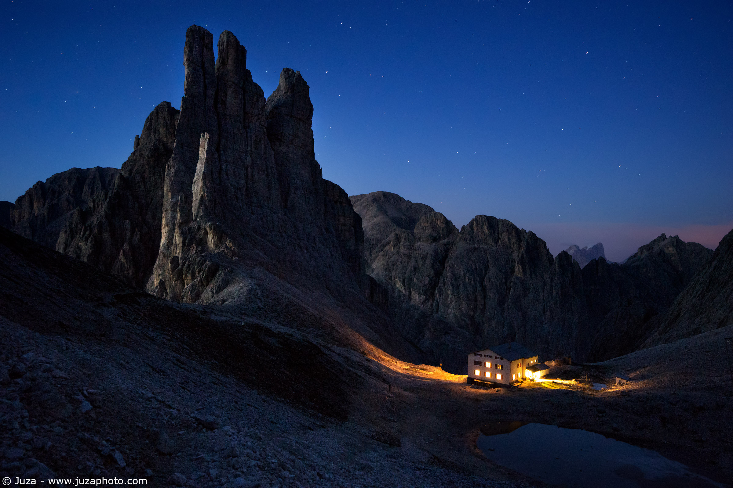 Vajolet Towers at night