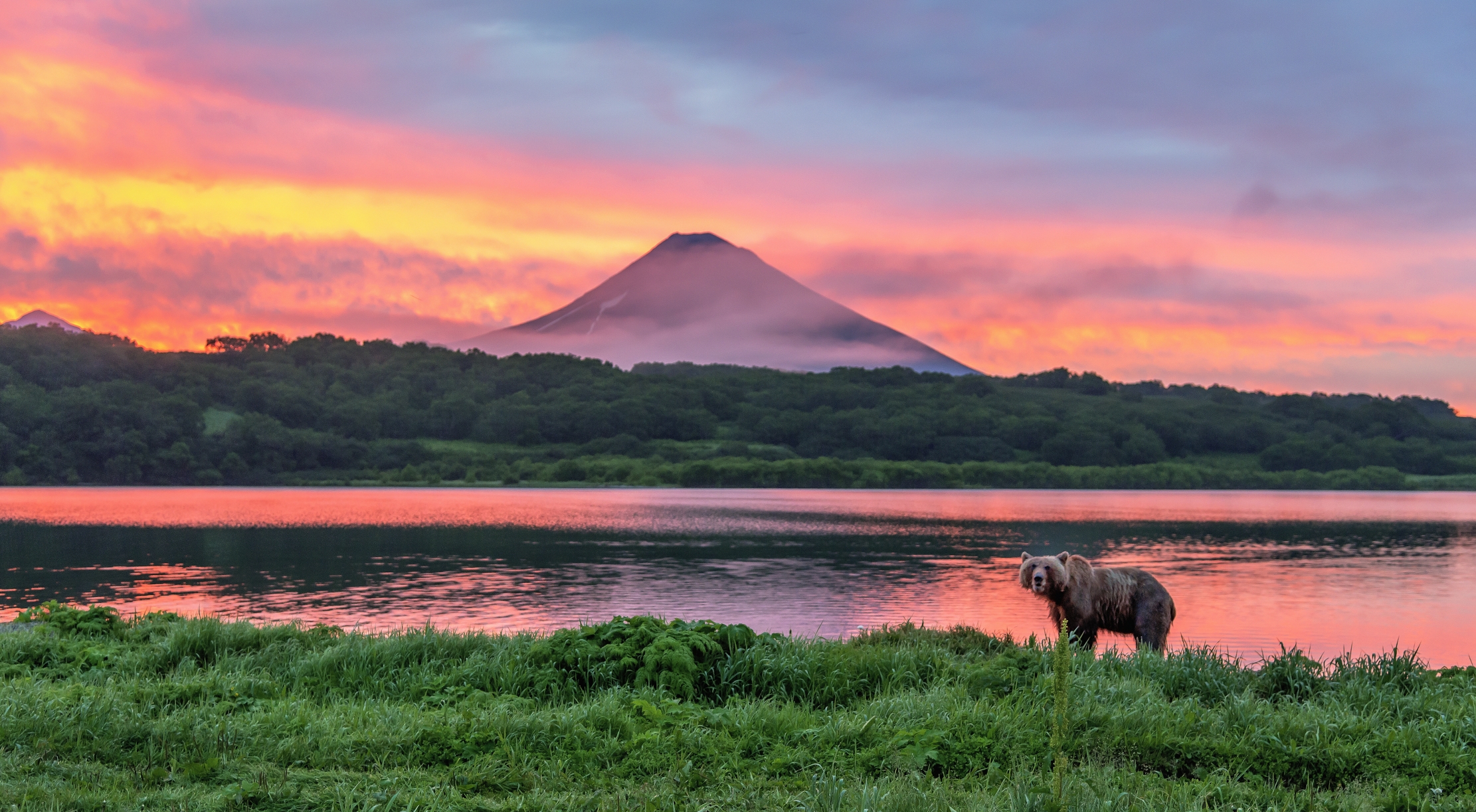 Kamchatka 2016 - Alba sul Kurile lake con vulcano