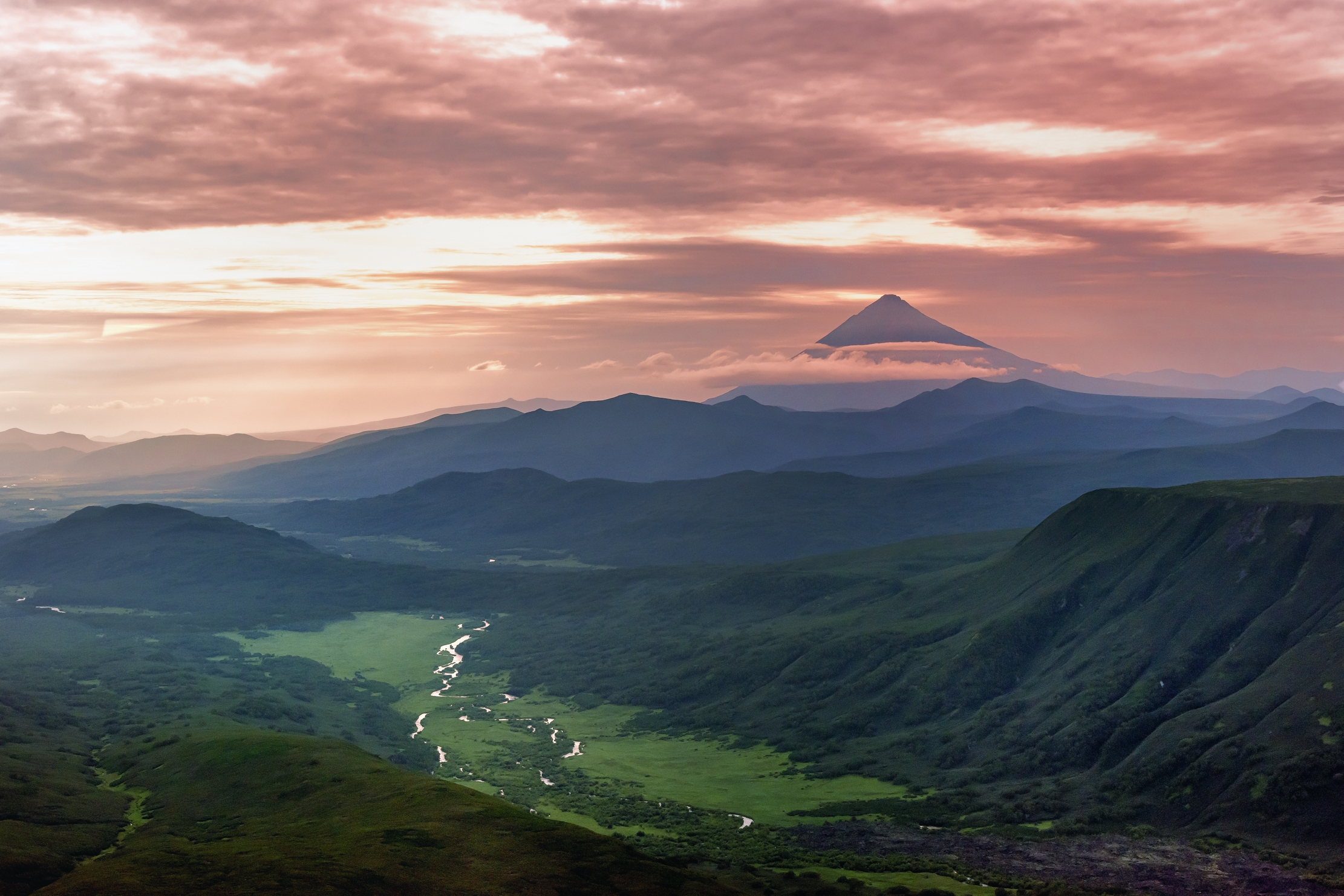 Kamchatka 2016 - Tramonto dall'elicottero