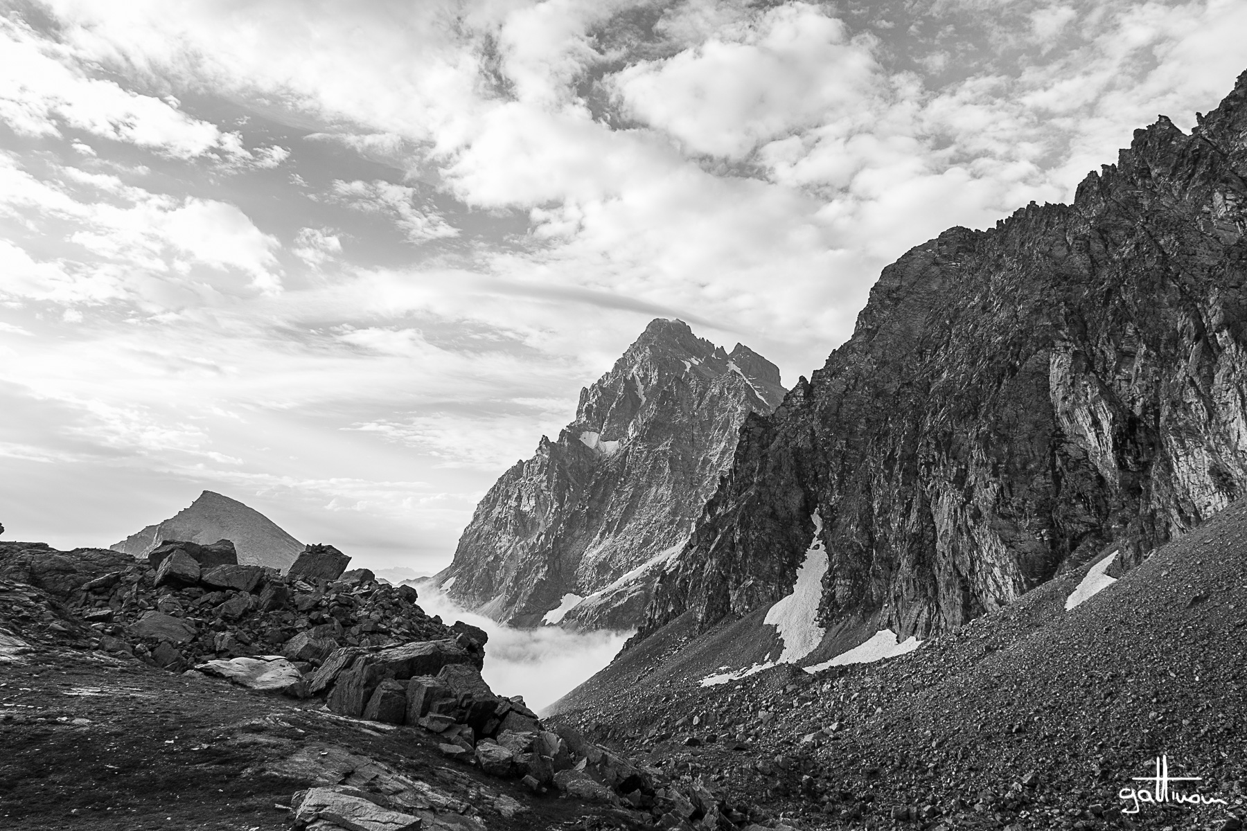 Monviso in black and white