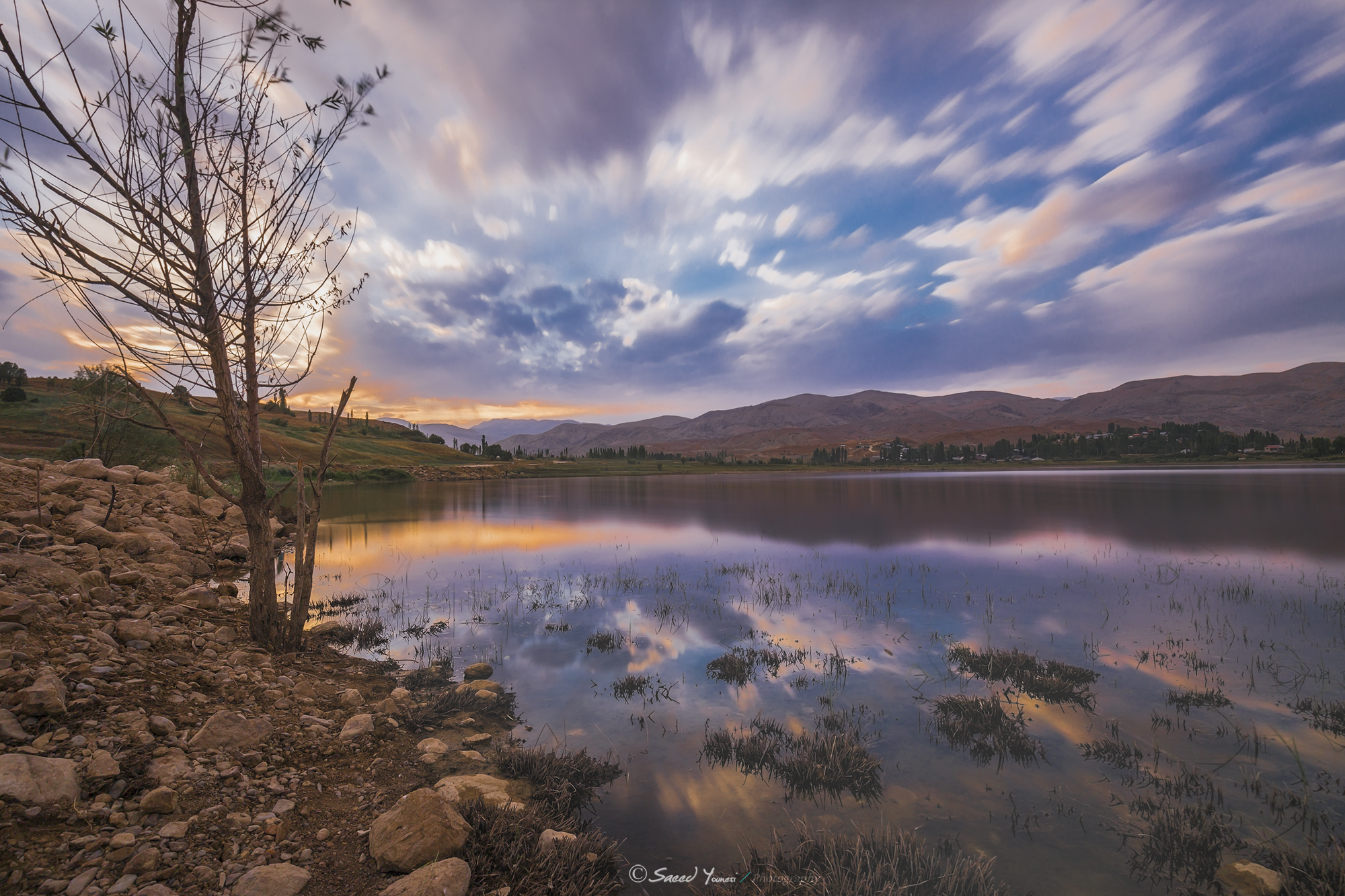lake sunset in summer