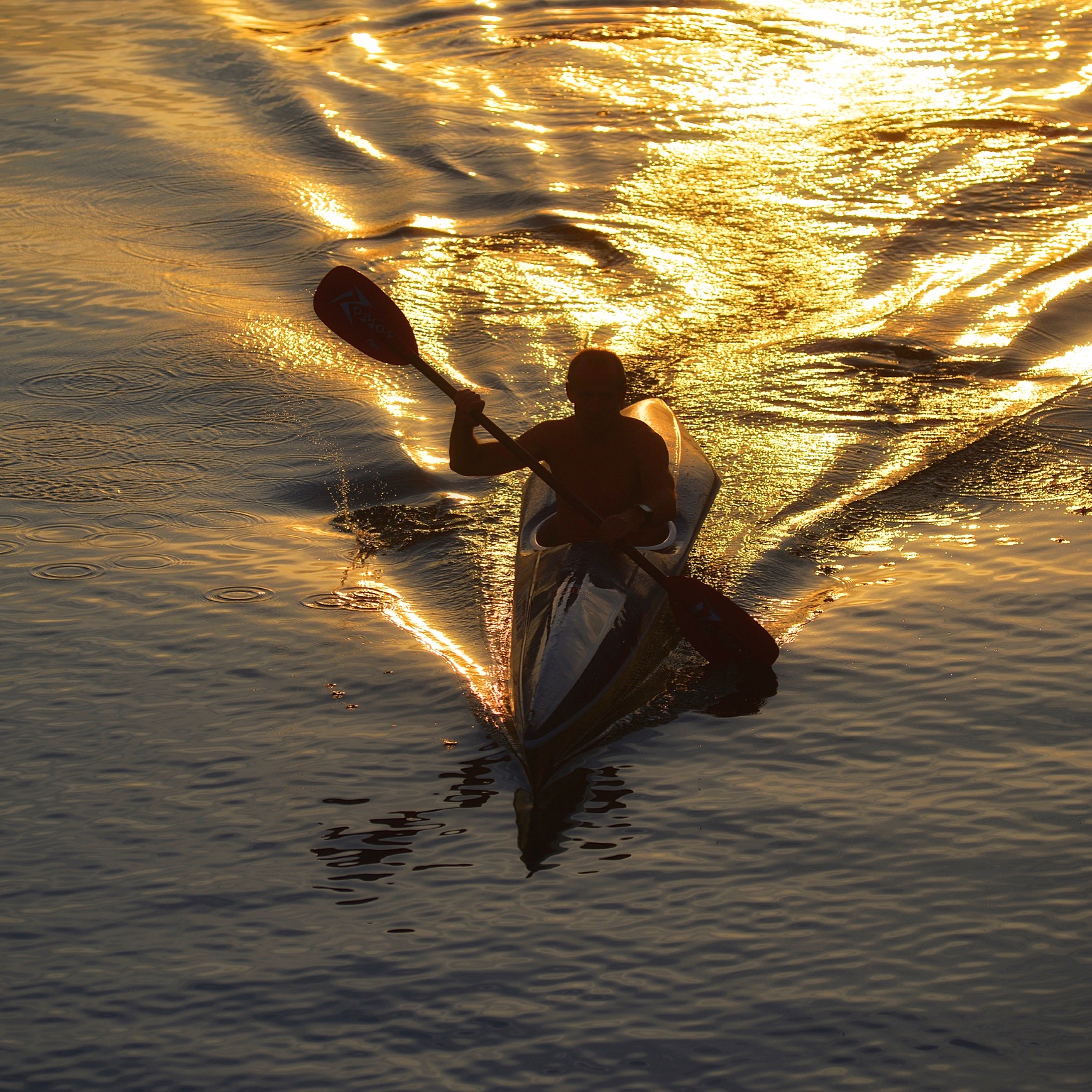 Canoeing on the lake golden