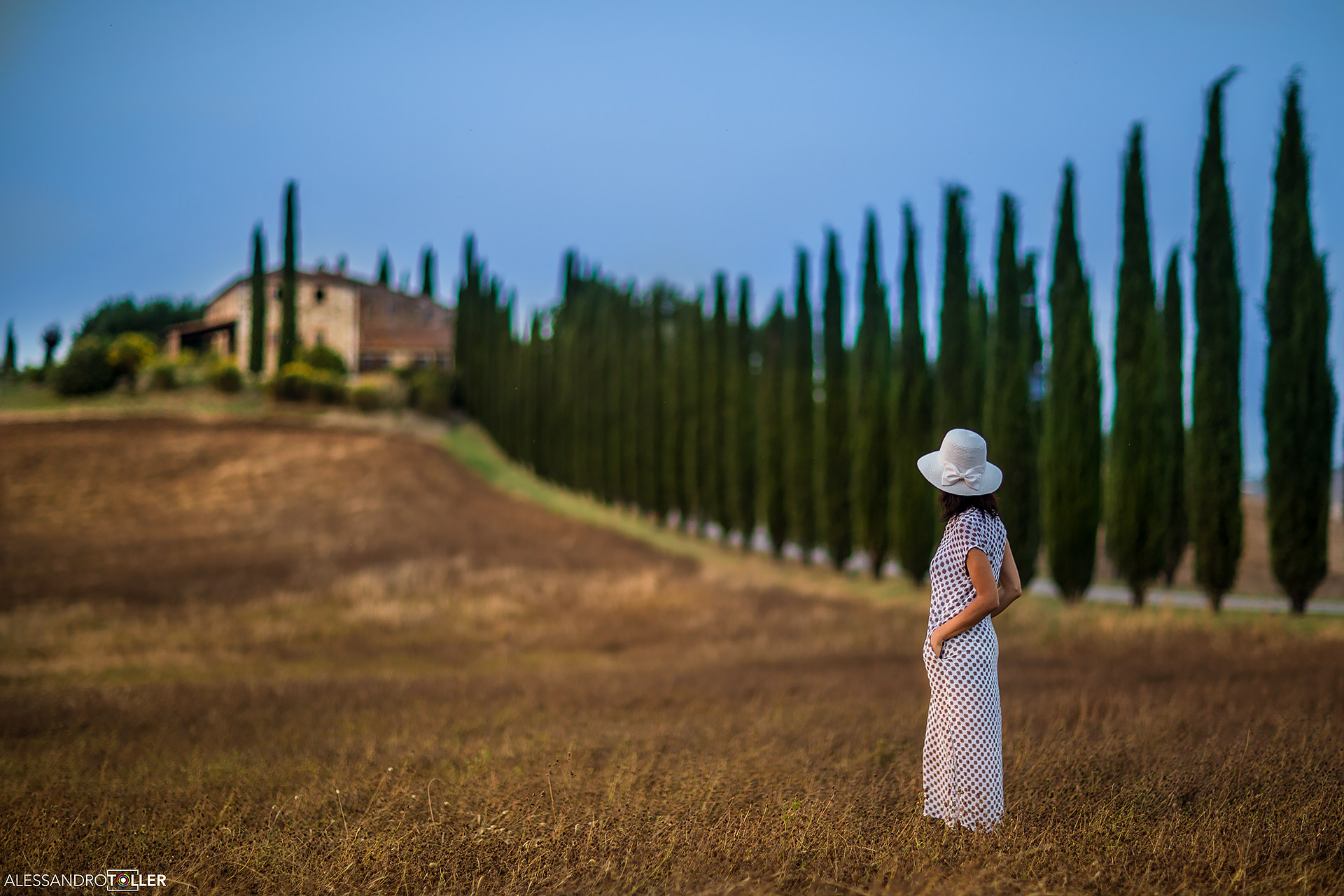 Admiring the farmhouse