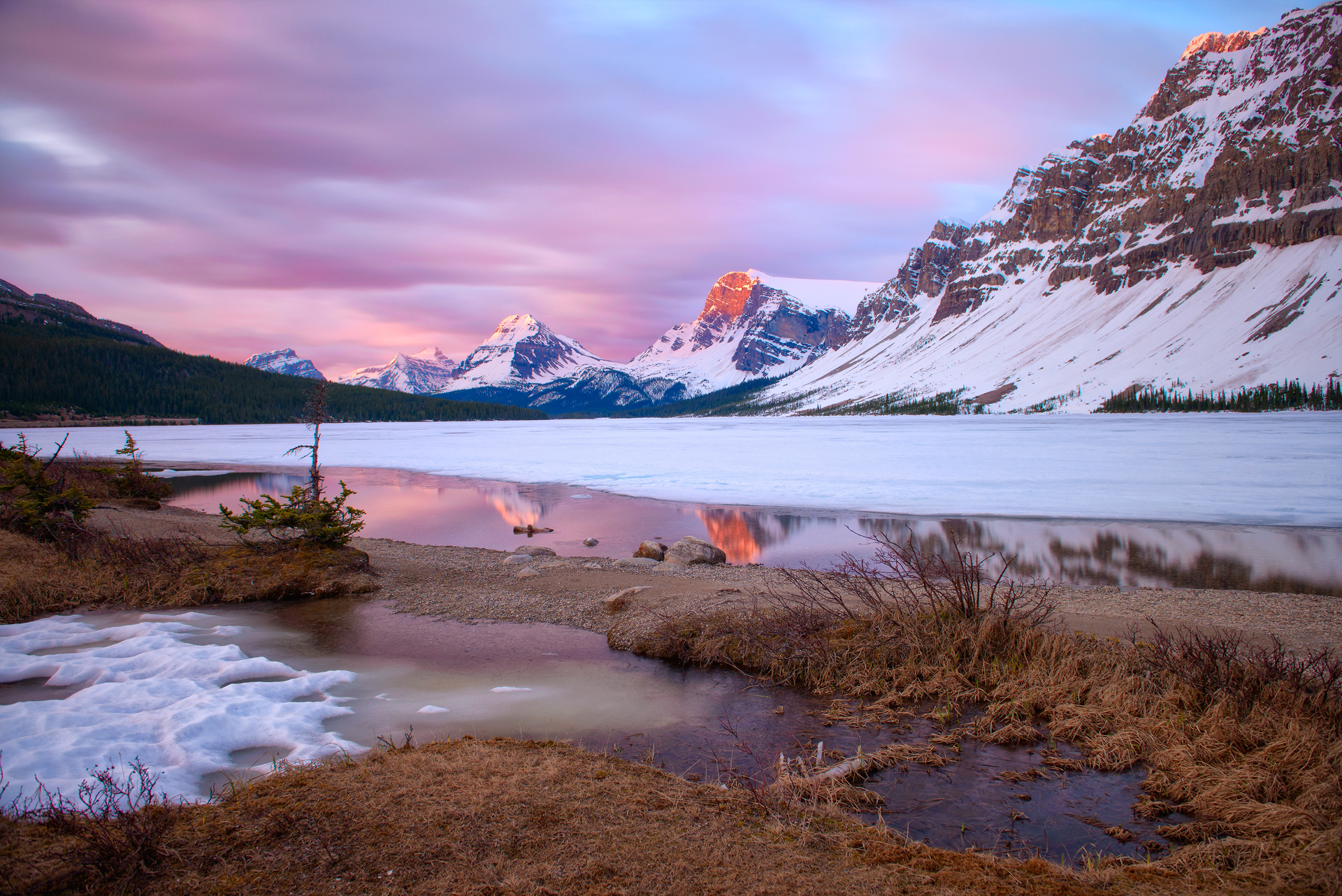 Bow Lake, Canadian Rockies, Sunrise