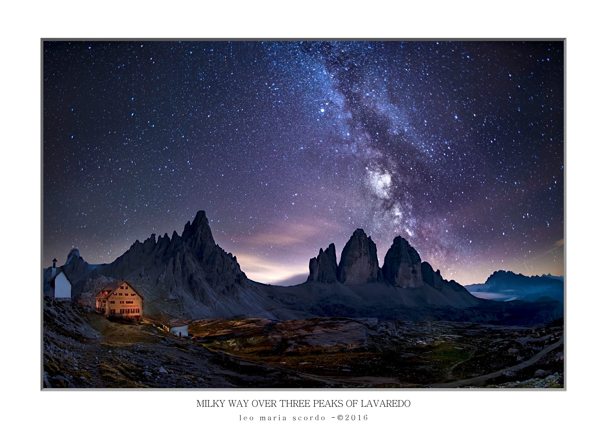 milky way over three peaks of Lavaredo