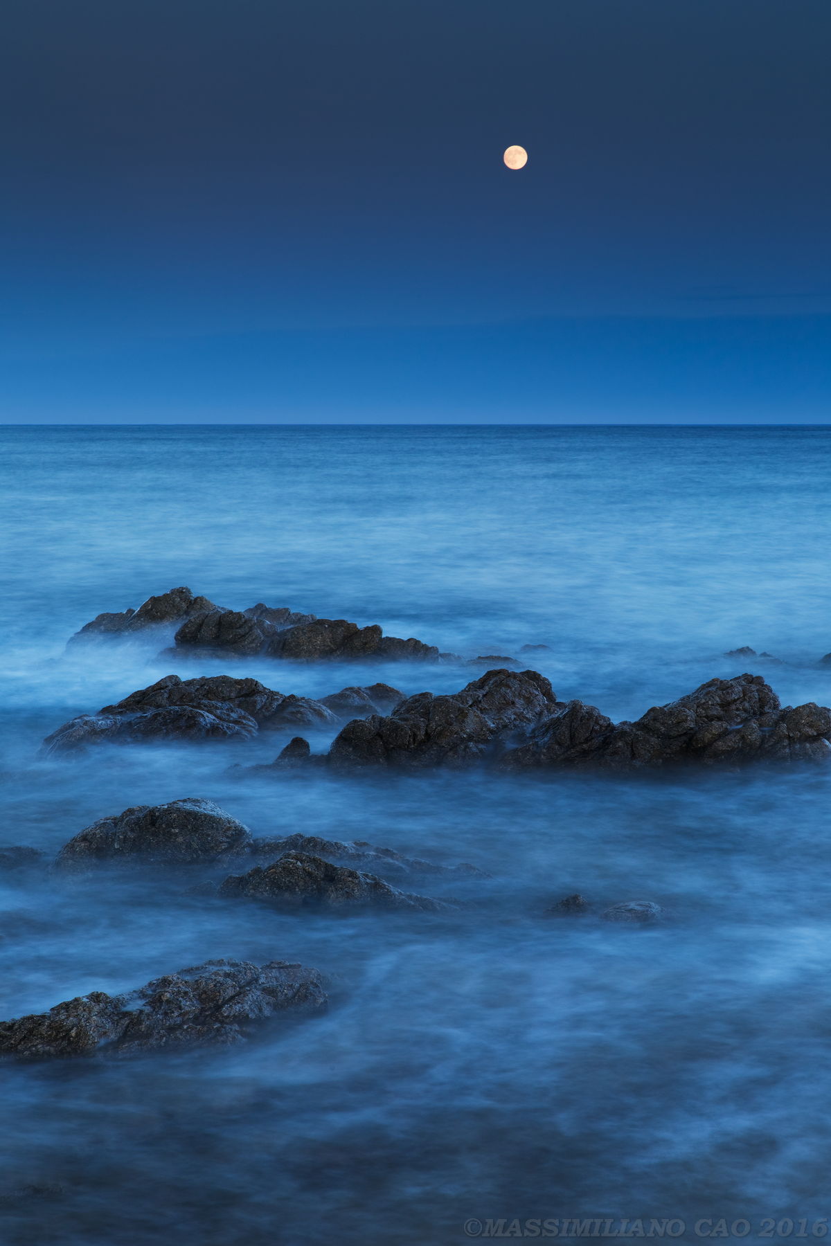 The moon and the blue hour