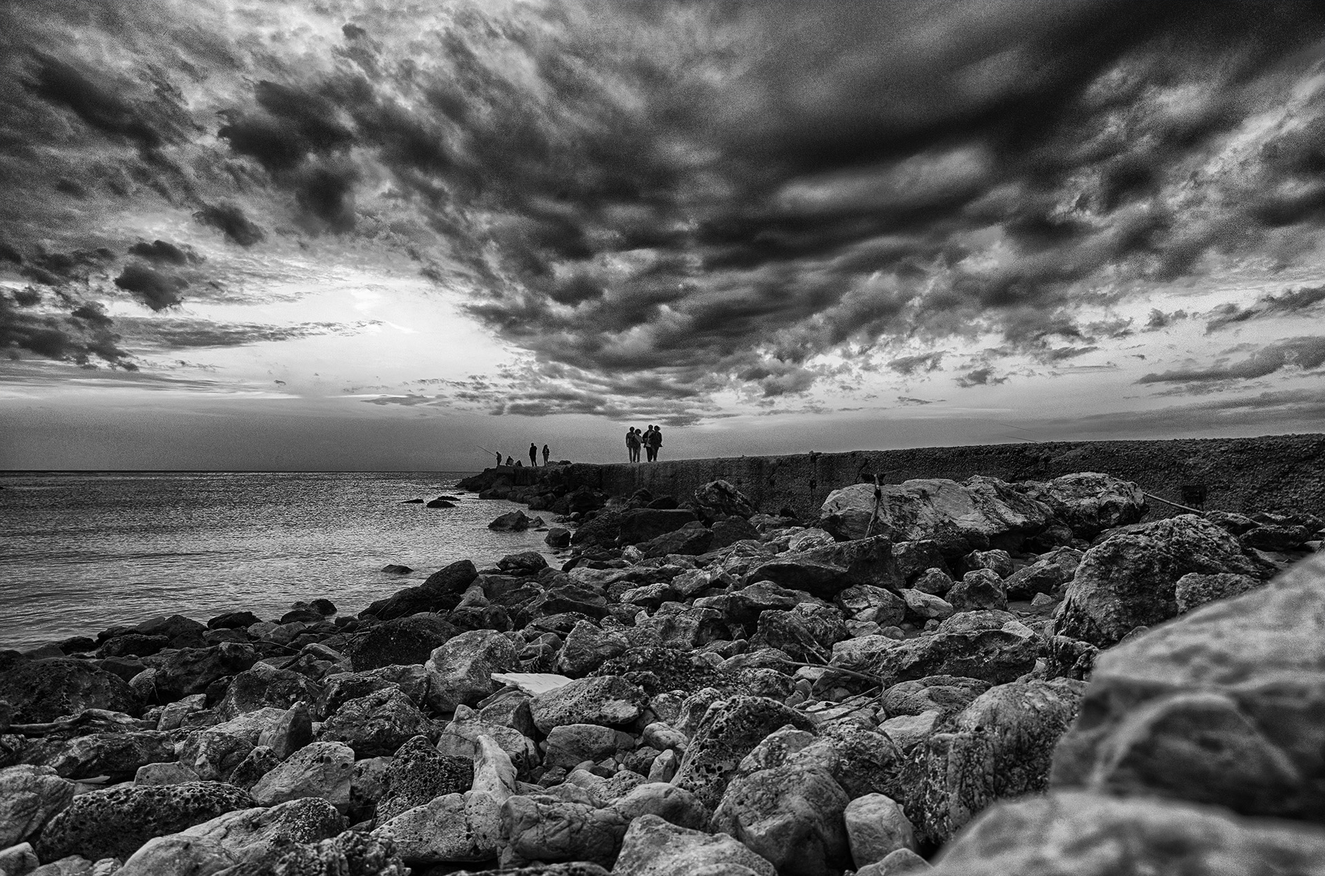 Sunset in black and white