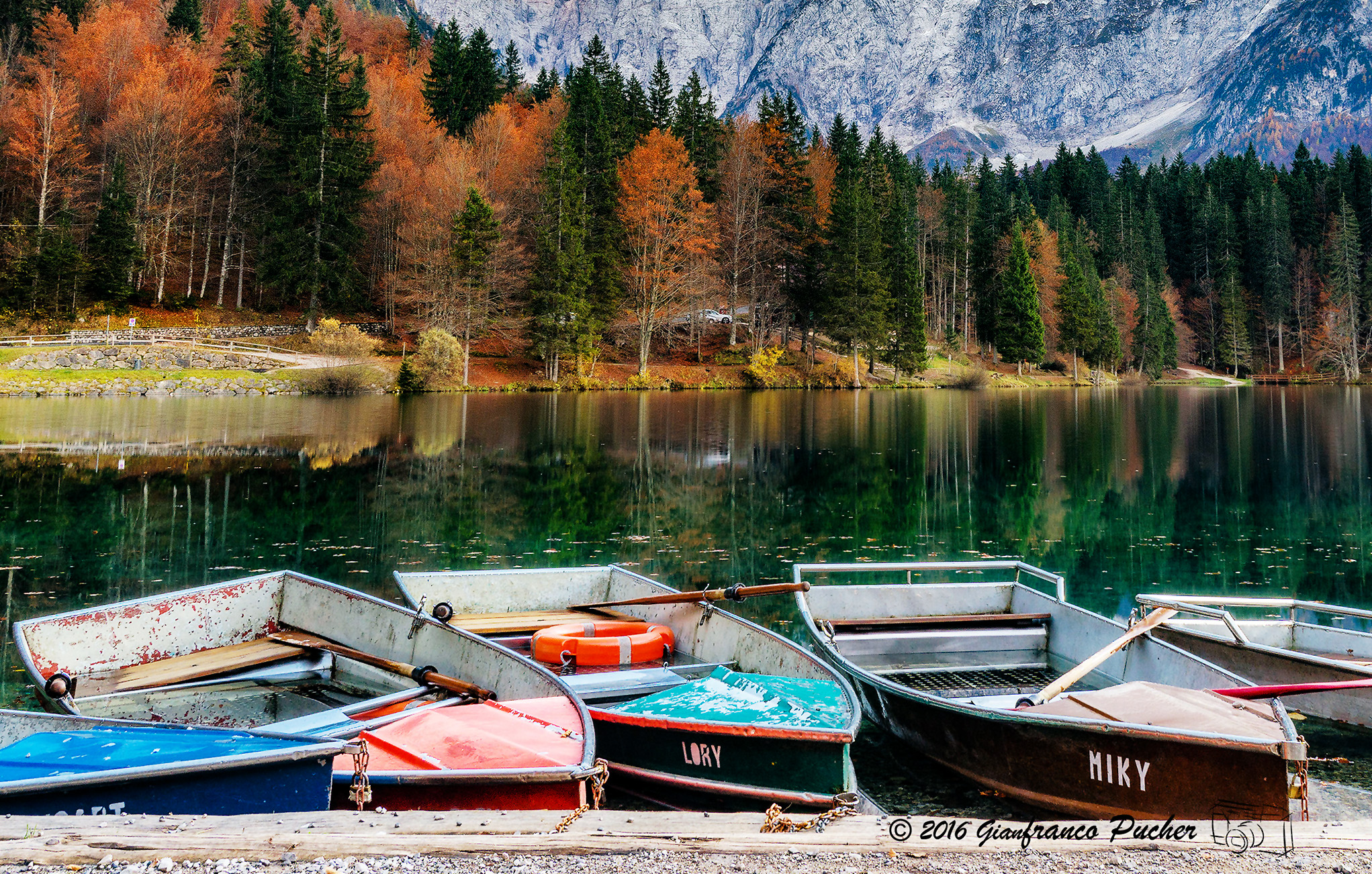 colorful boats on the lake