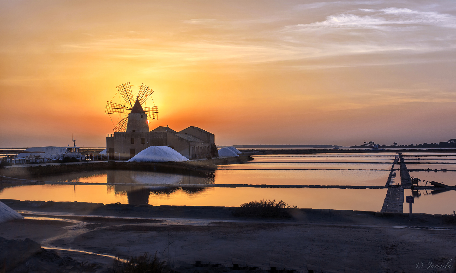 Sunset on the Lagoon of Marsala Saline