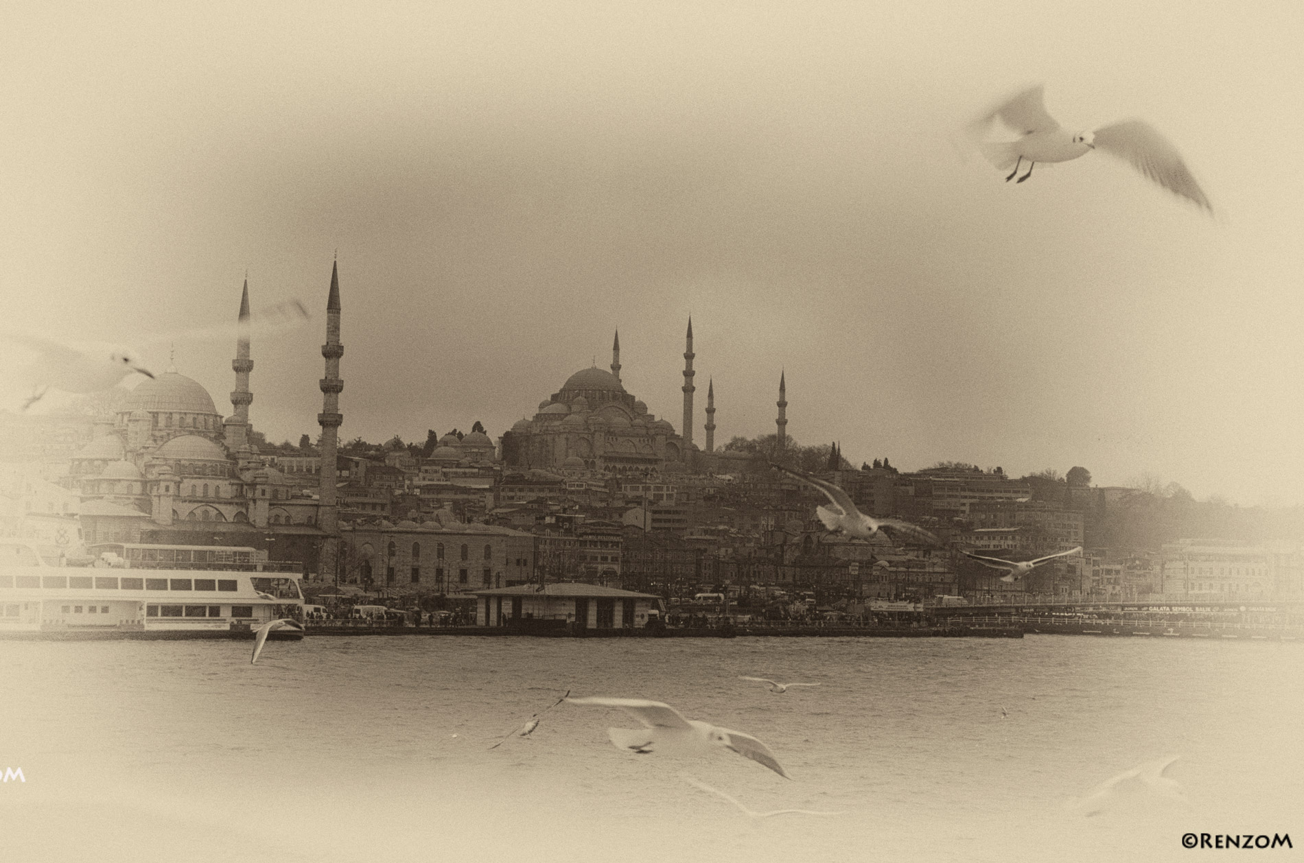 Istanbul view from the boat on the Bosporus