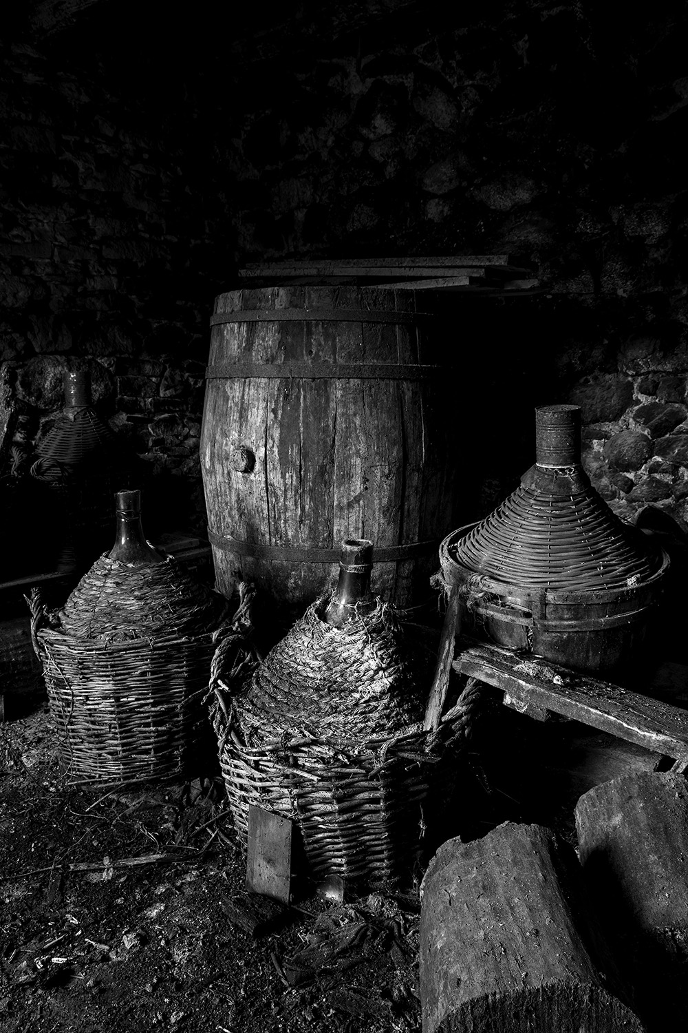 The barrels and carboys