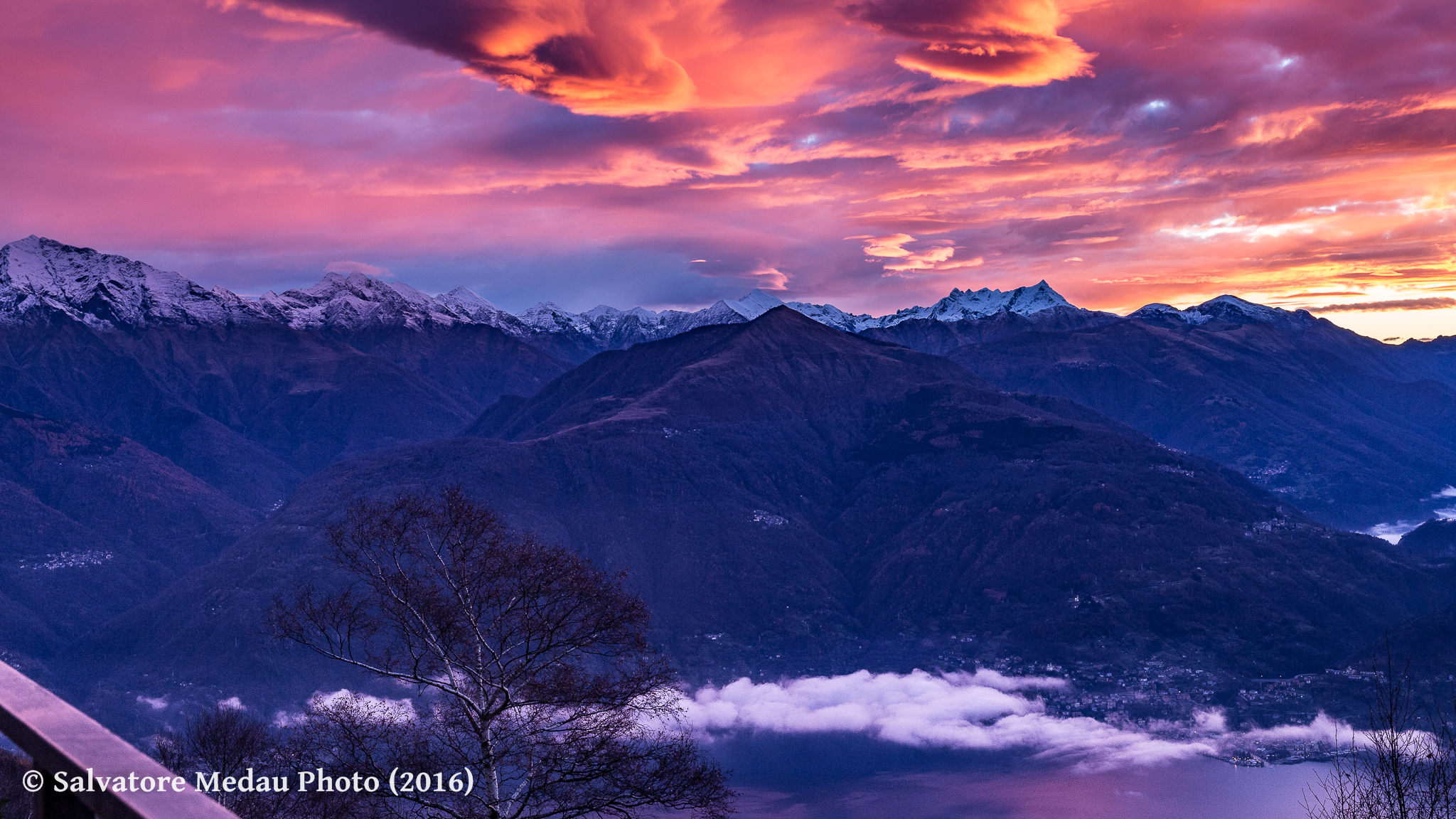 Fiery dawn to Rifugio Menaggio