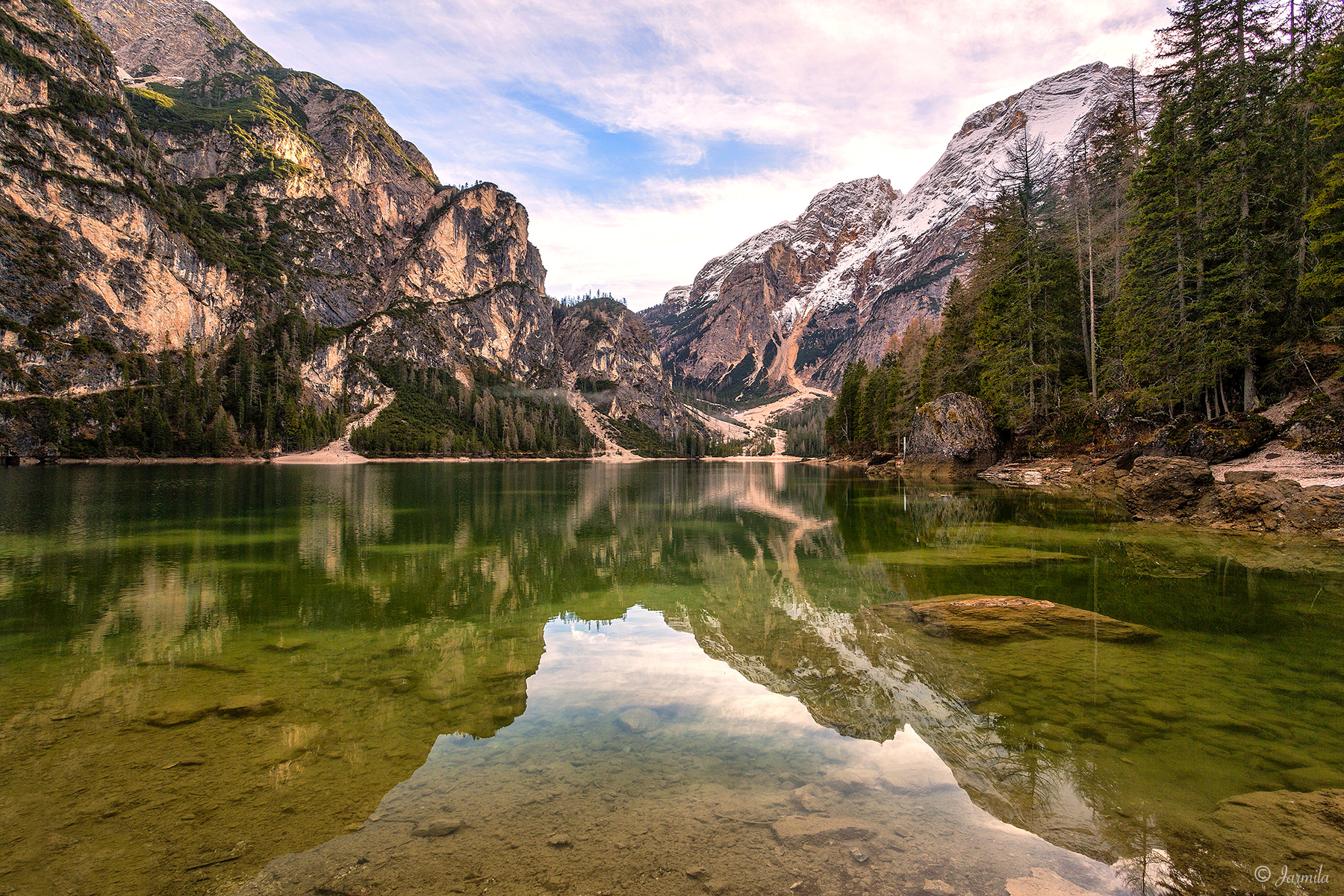the reflections of Lake Braies