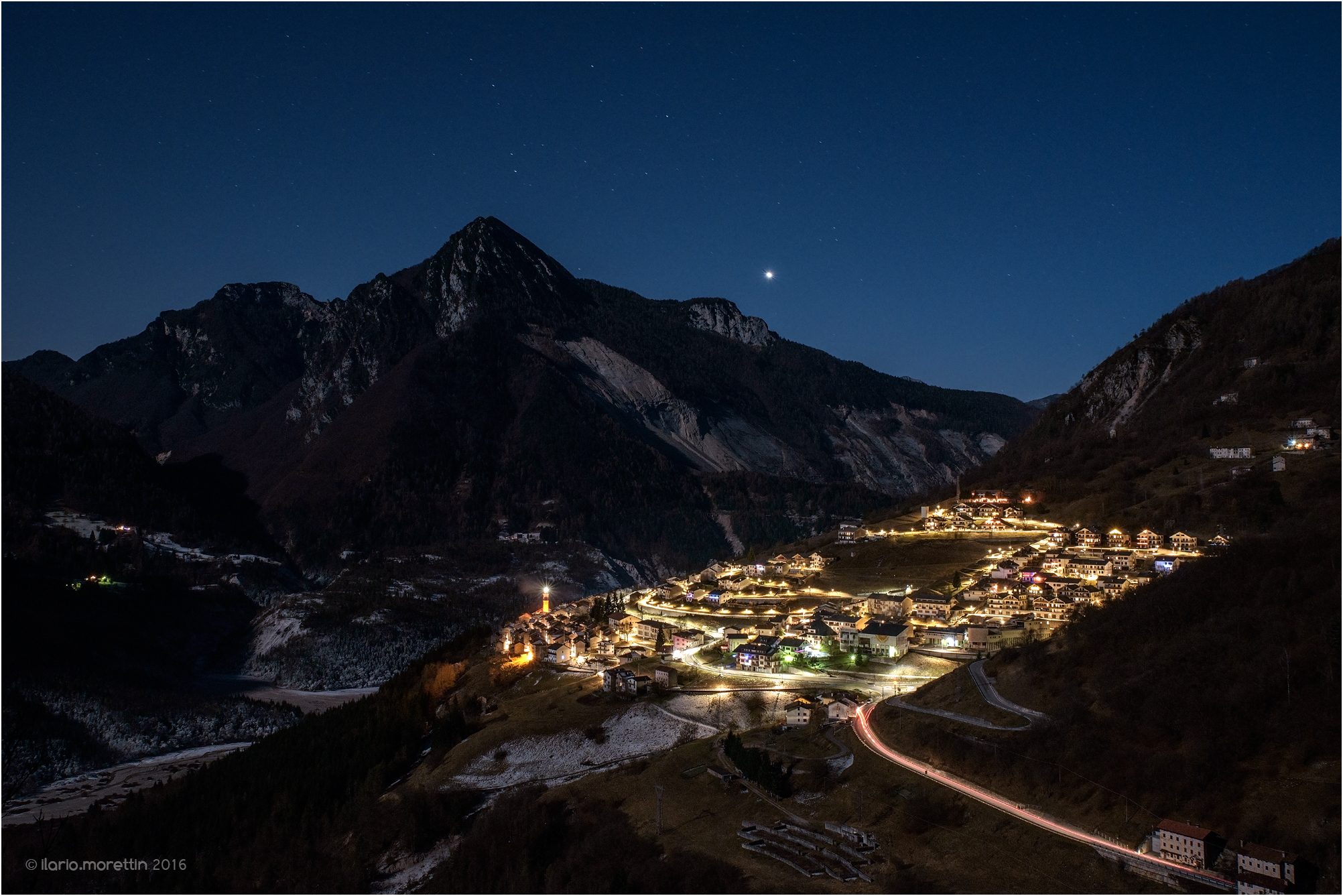 Erto and the Vajont at night