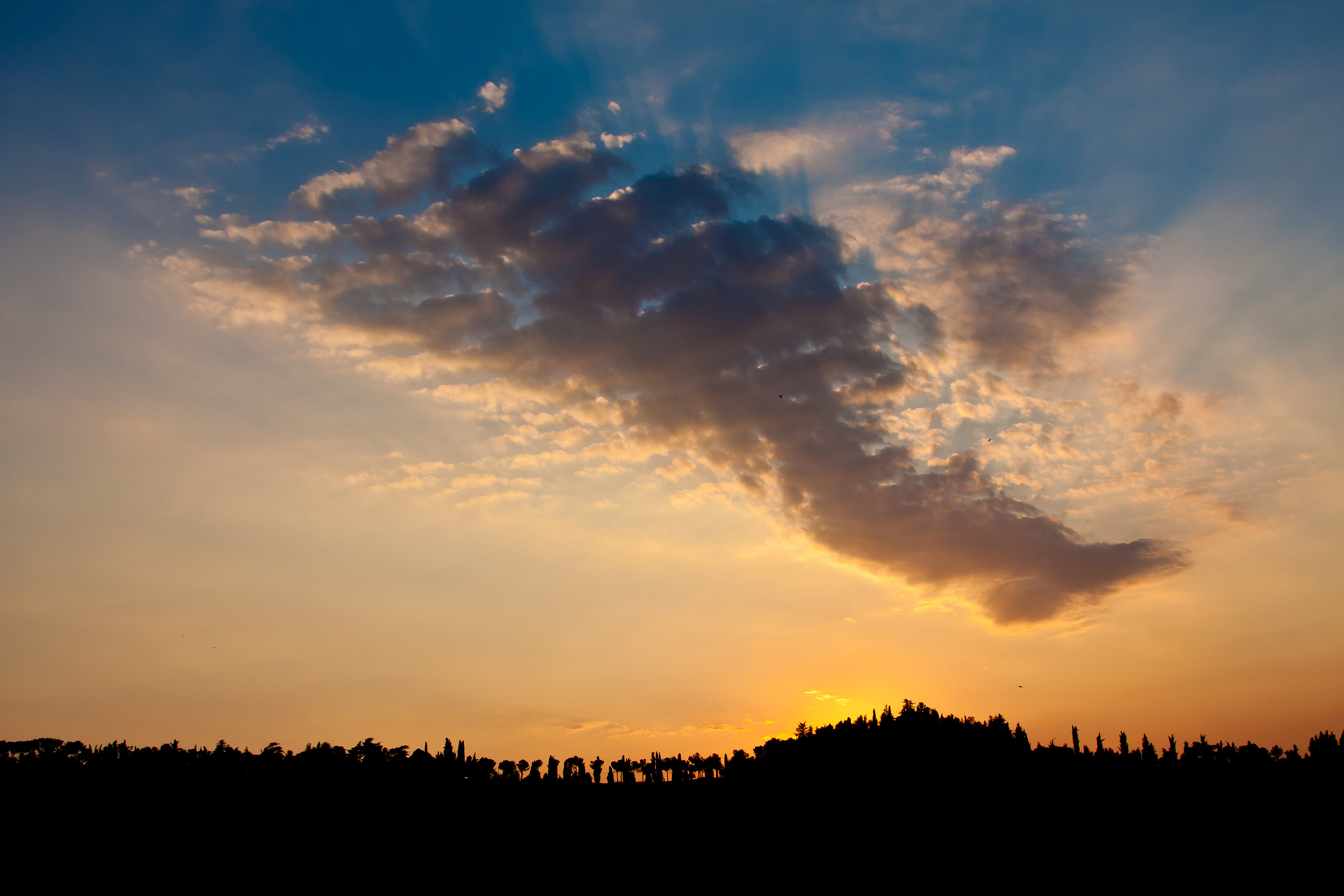 Sunset over the hills of Cesena