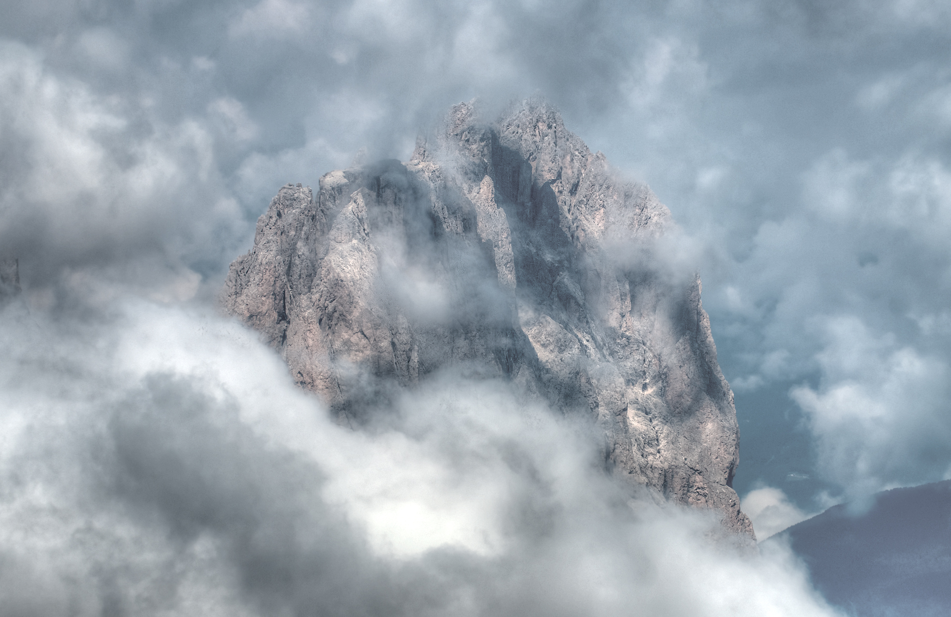 Dolomites in the fog