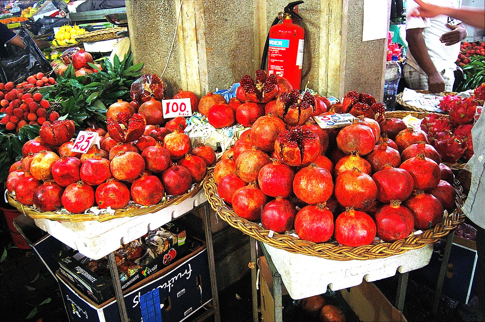 Mauritius: Market in Port Louis - red fire ...