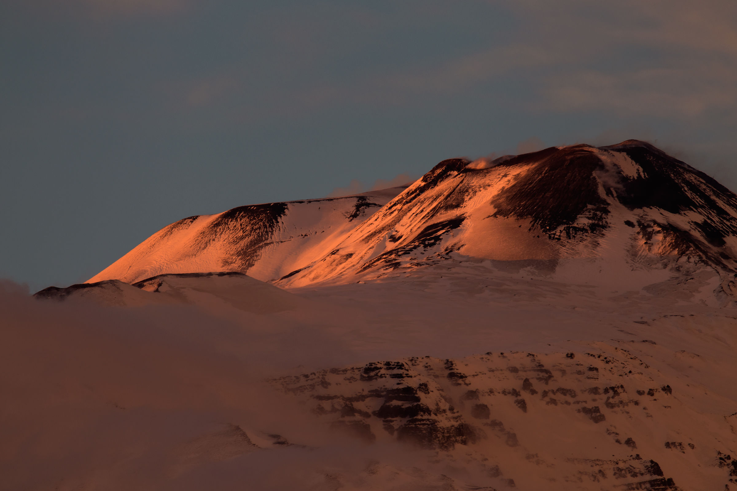 Etna at sunset Craters sommatali