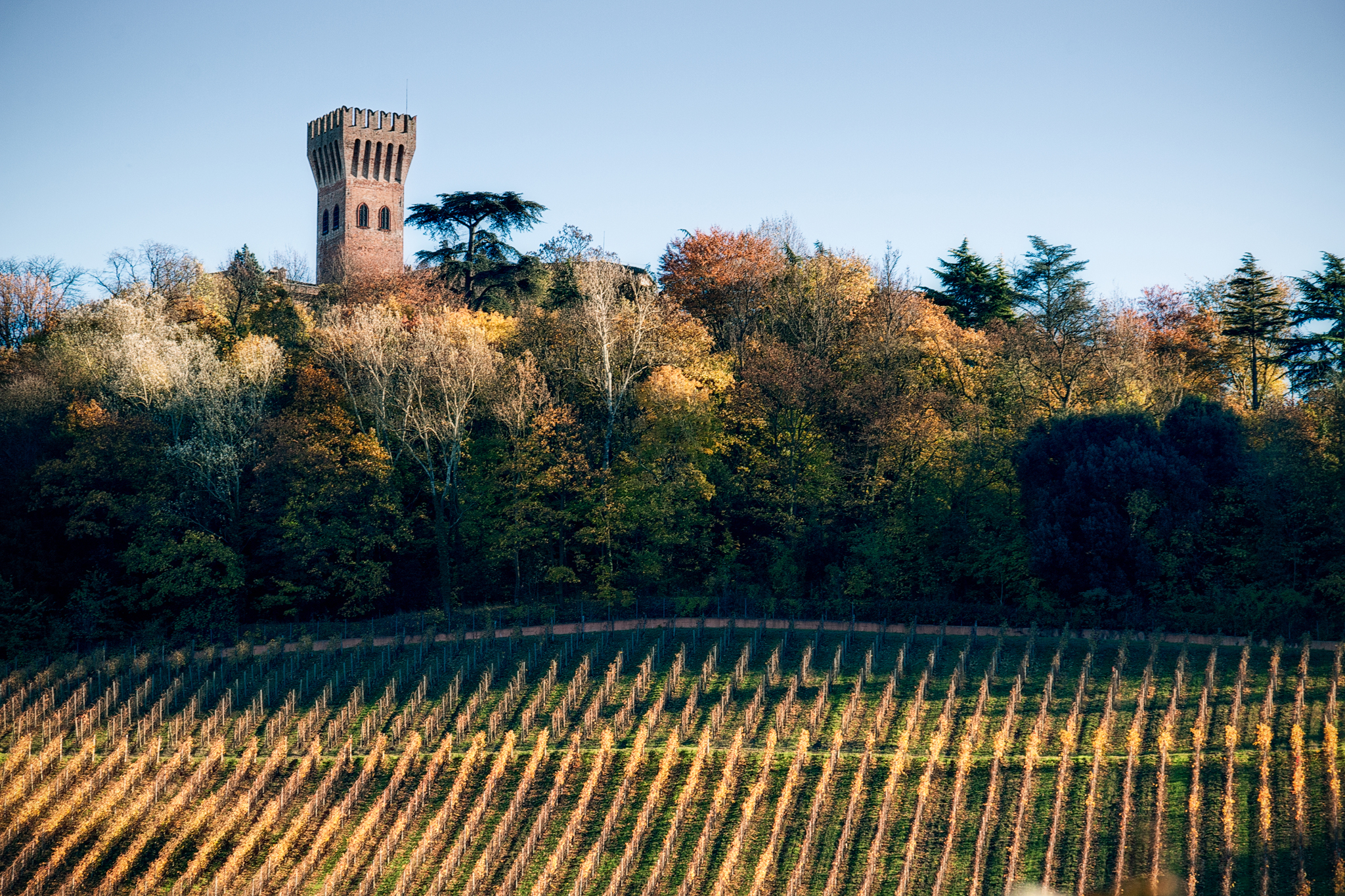 La torre tra i colori autunnali