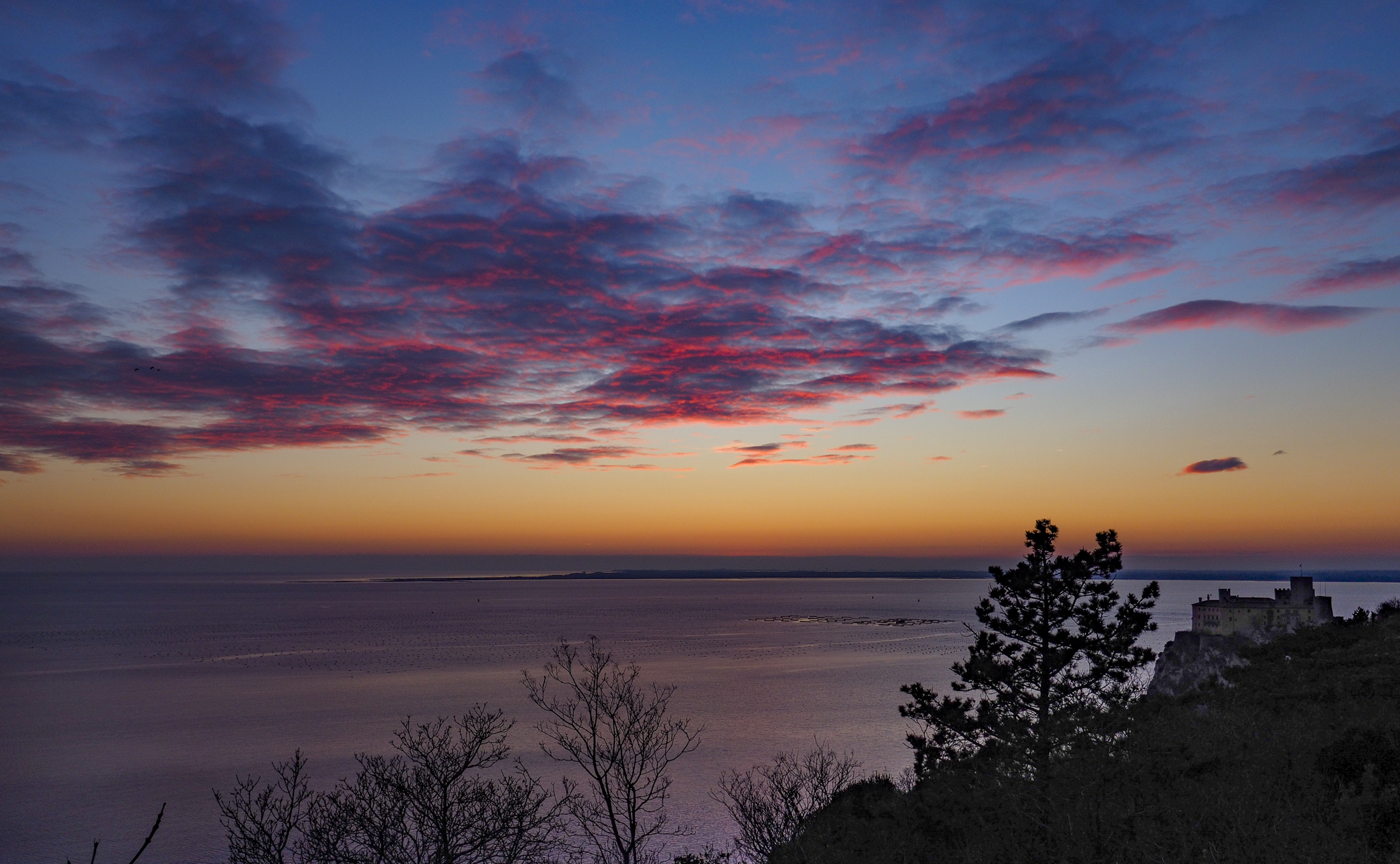 sunset with the castle of Duino from Rilke TS
