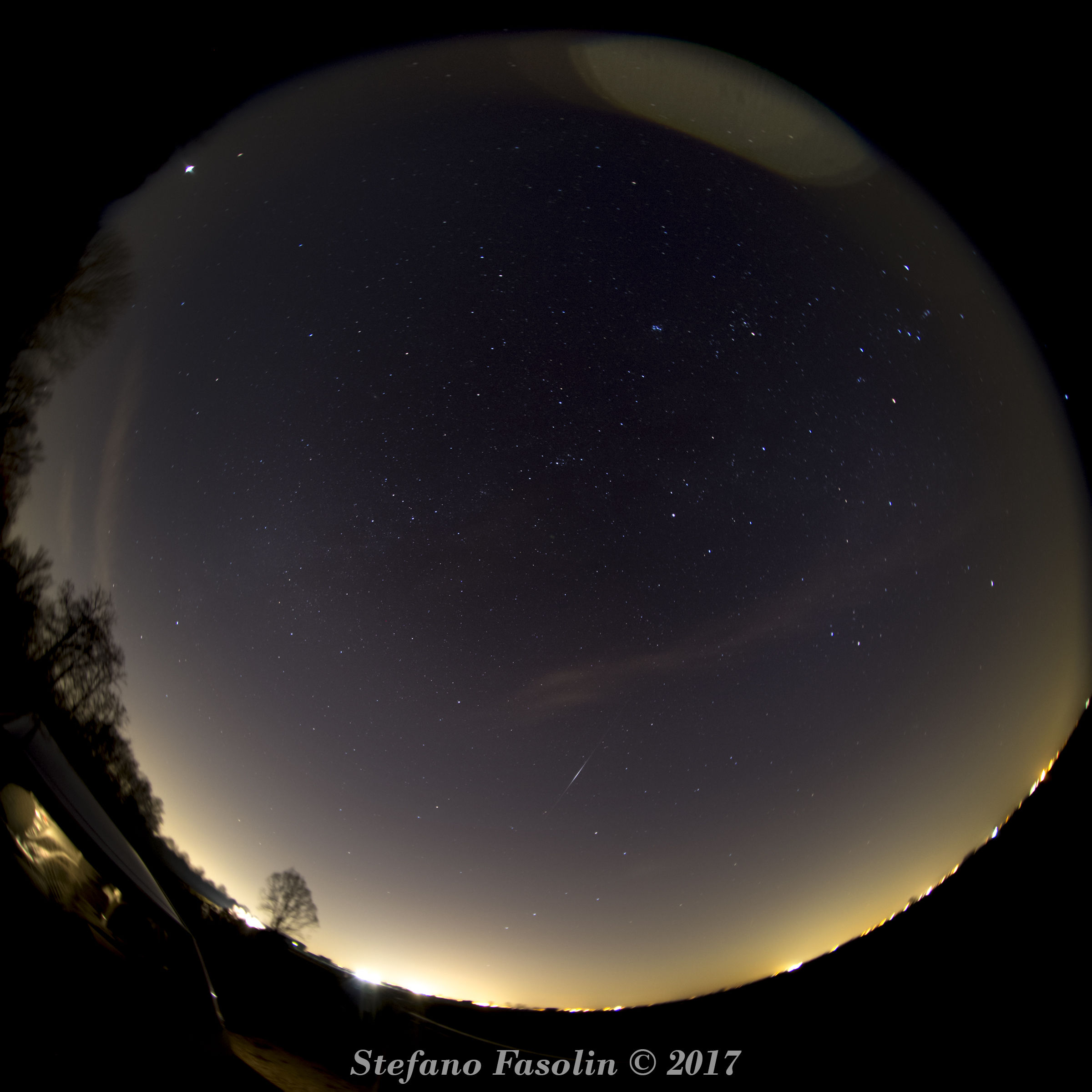 Iridium flare in the winter sky