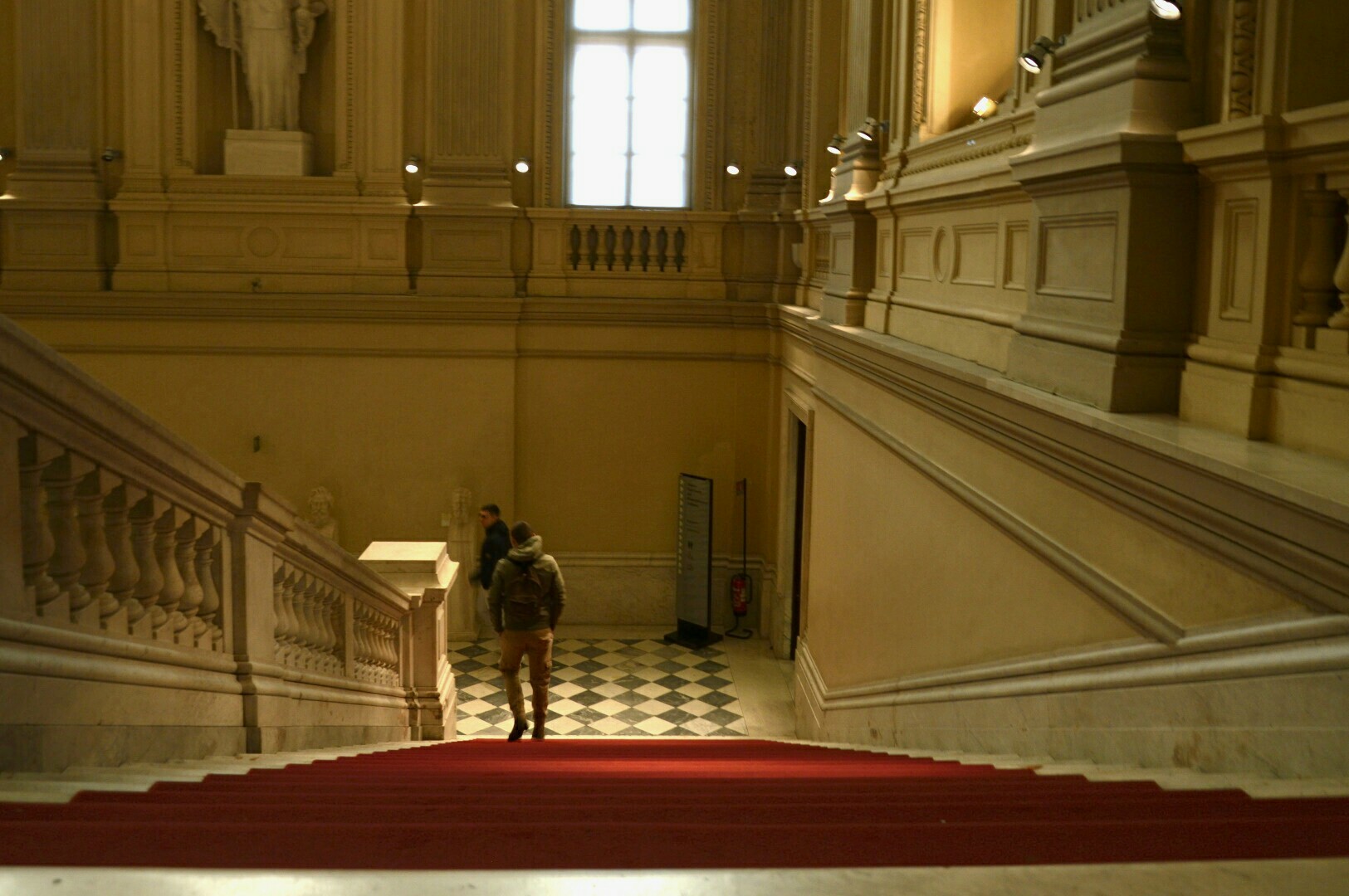 coming down the stairs