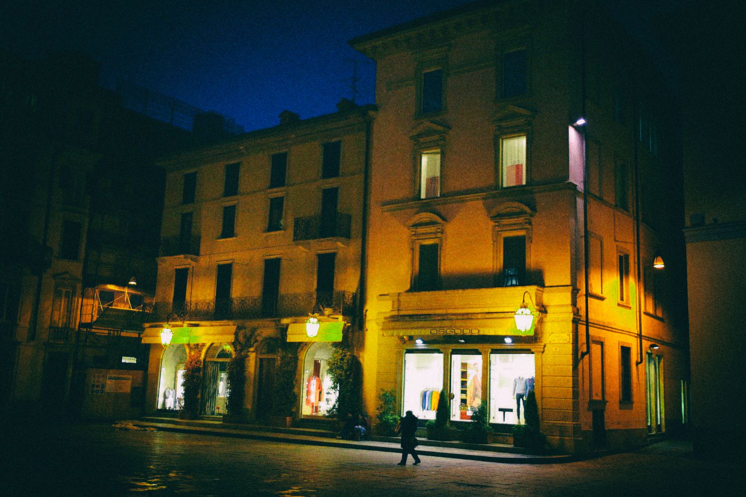 Varese, a square at dusk