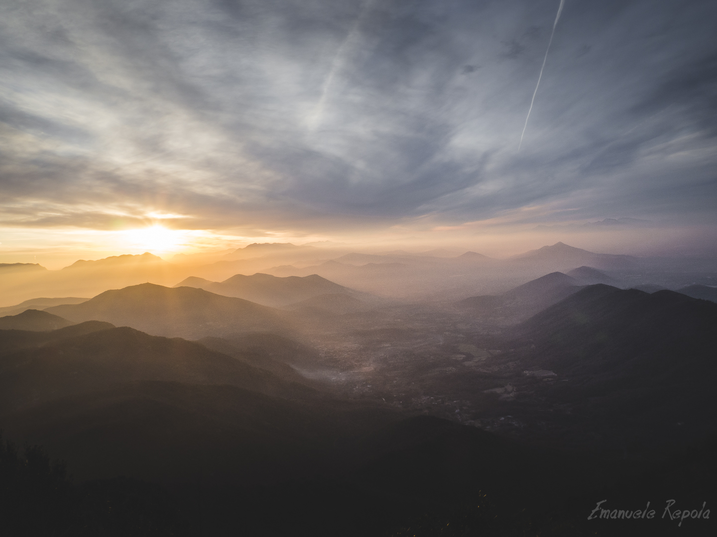 sunrise colors. Trebulani mountains, Campania, Italy