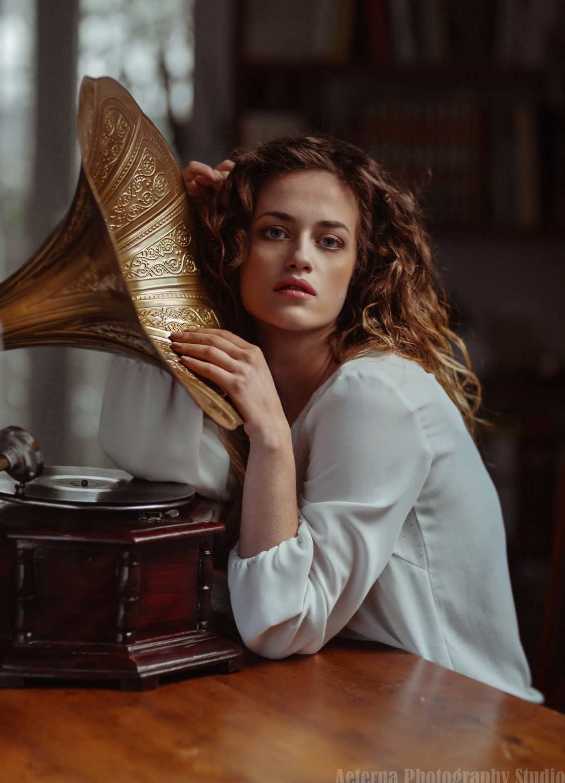 Pamela with gramophone