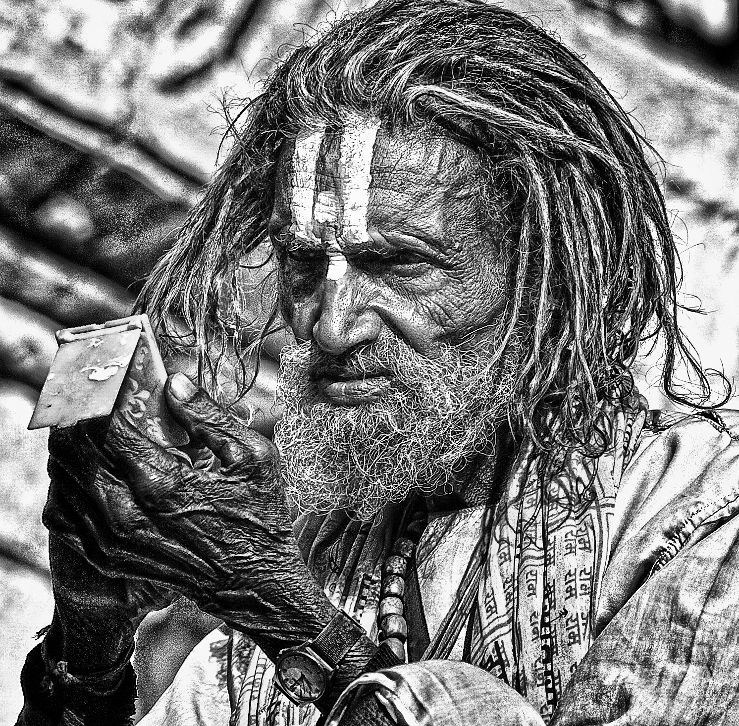Sadhu in the mirror