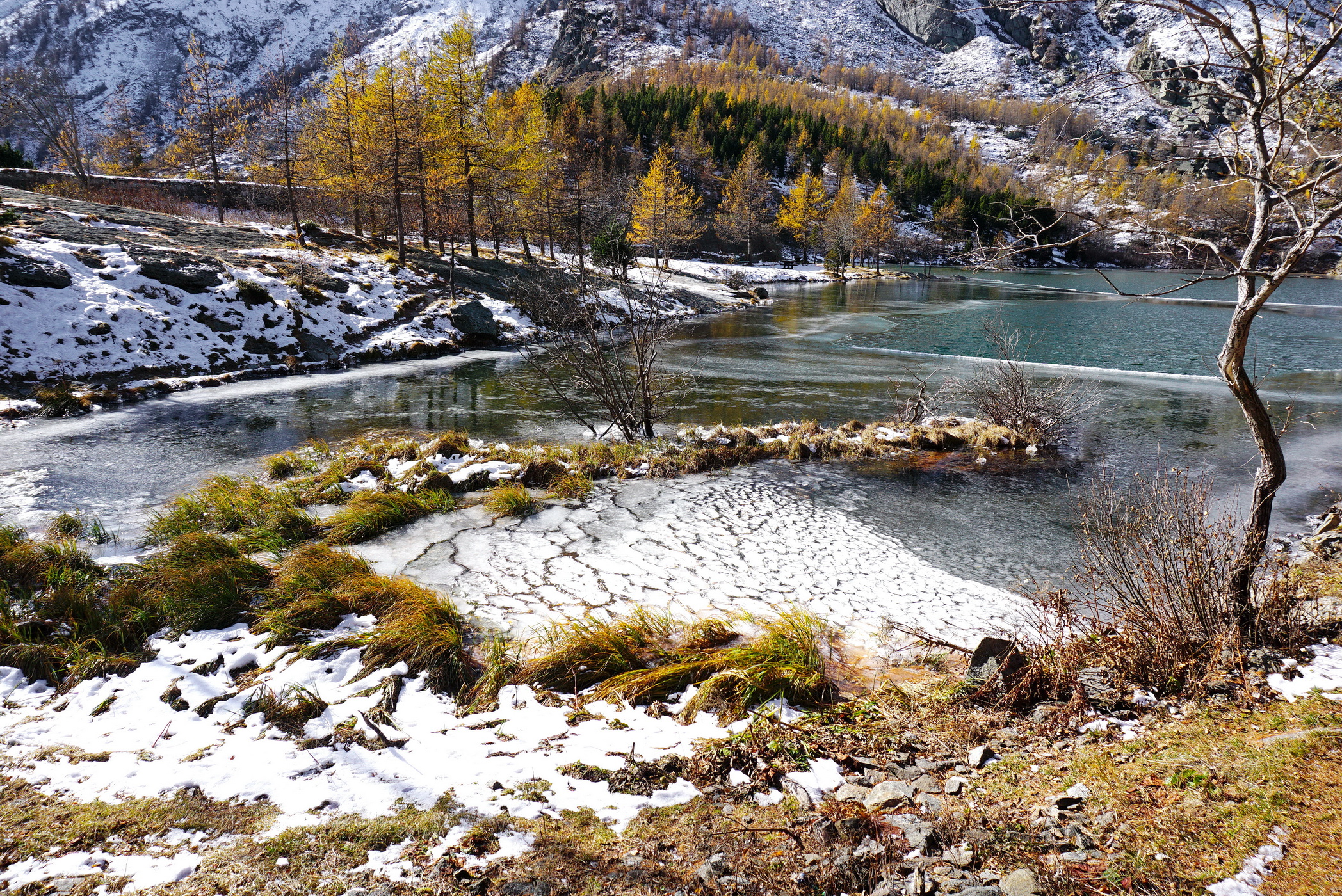 Arriva l'inverno al laghetto Arpon