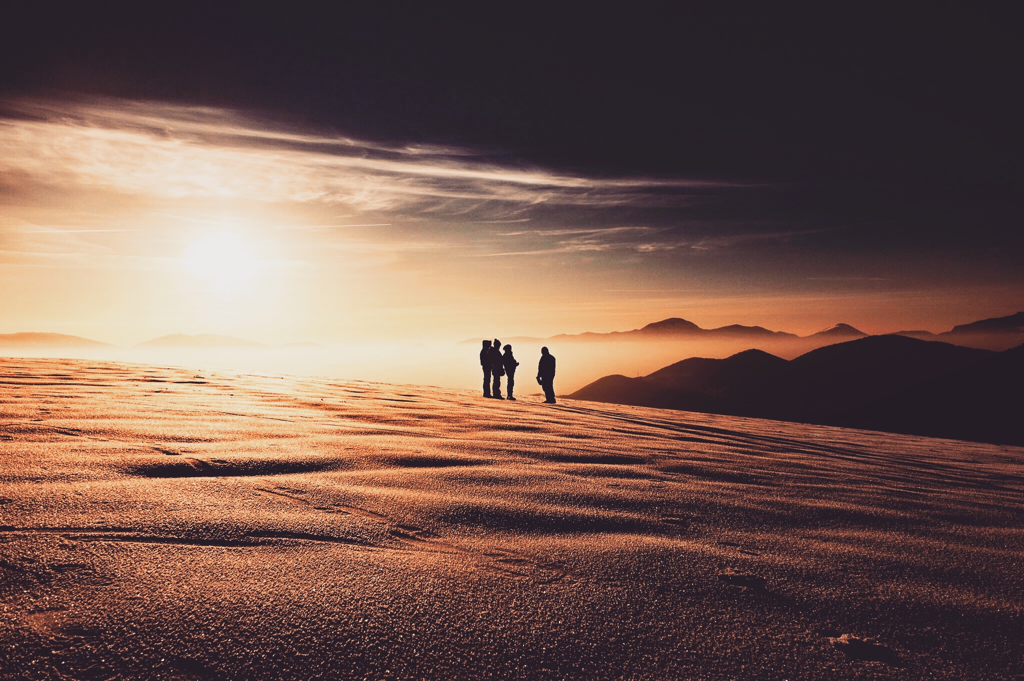 Sunsets on the snowy peaks