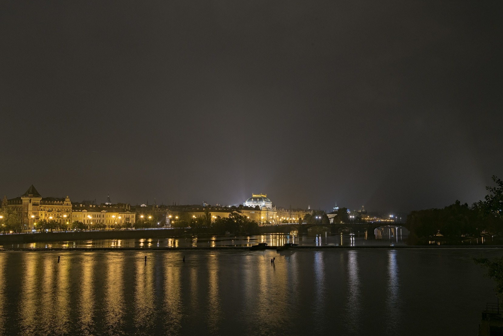 Prague Night view of the river