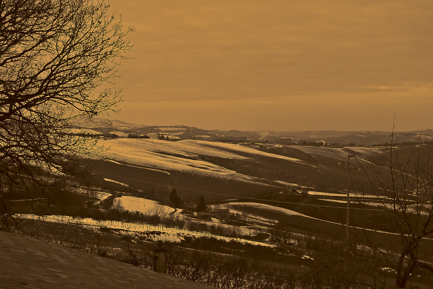 tramonto d'inverno sulle colline romagnoli